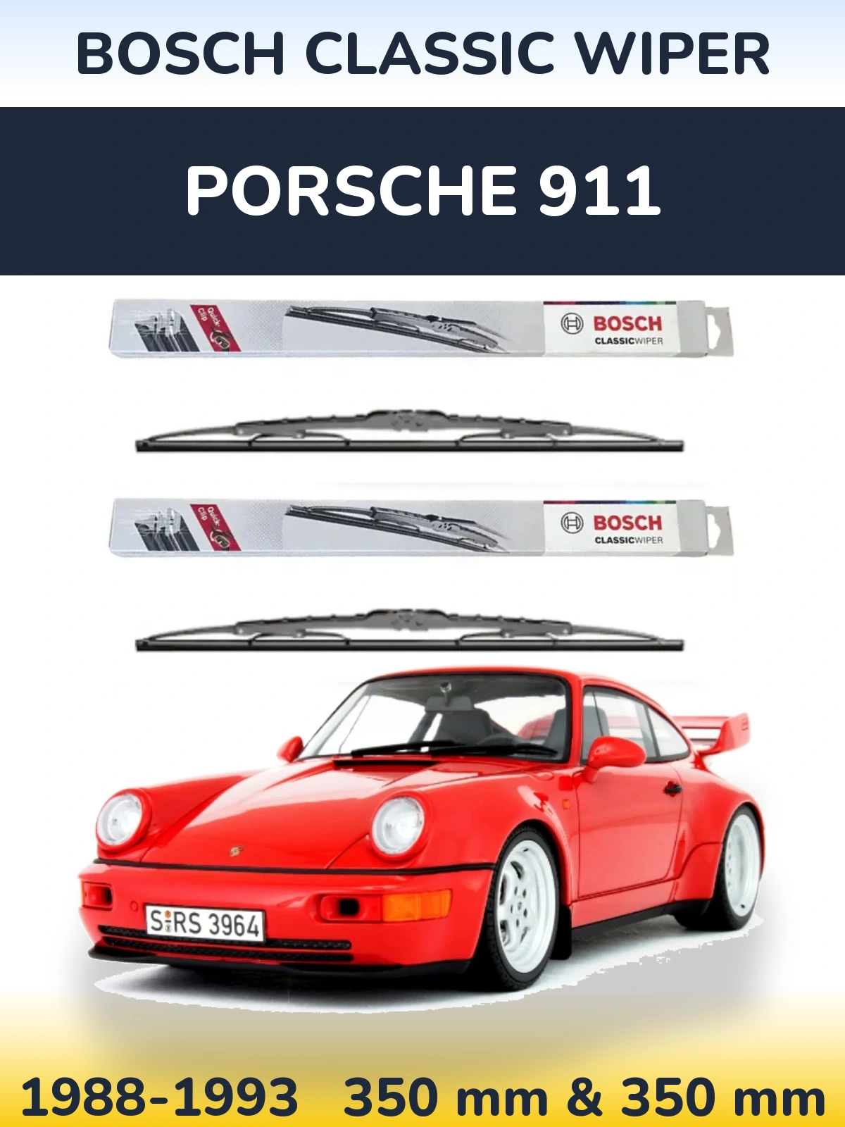 Komplet przednich wycieraczek BOSCH Classic Wiper 340 & 340 mm do Porsche 911 1988-1993