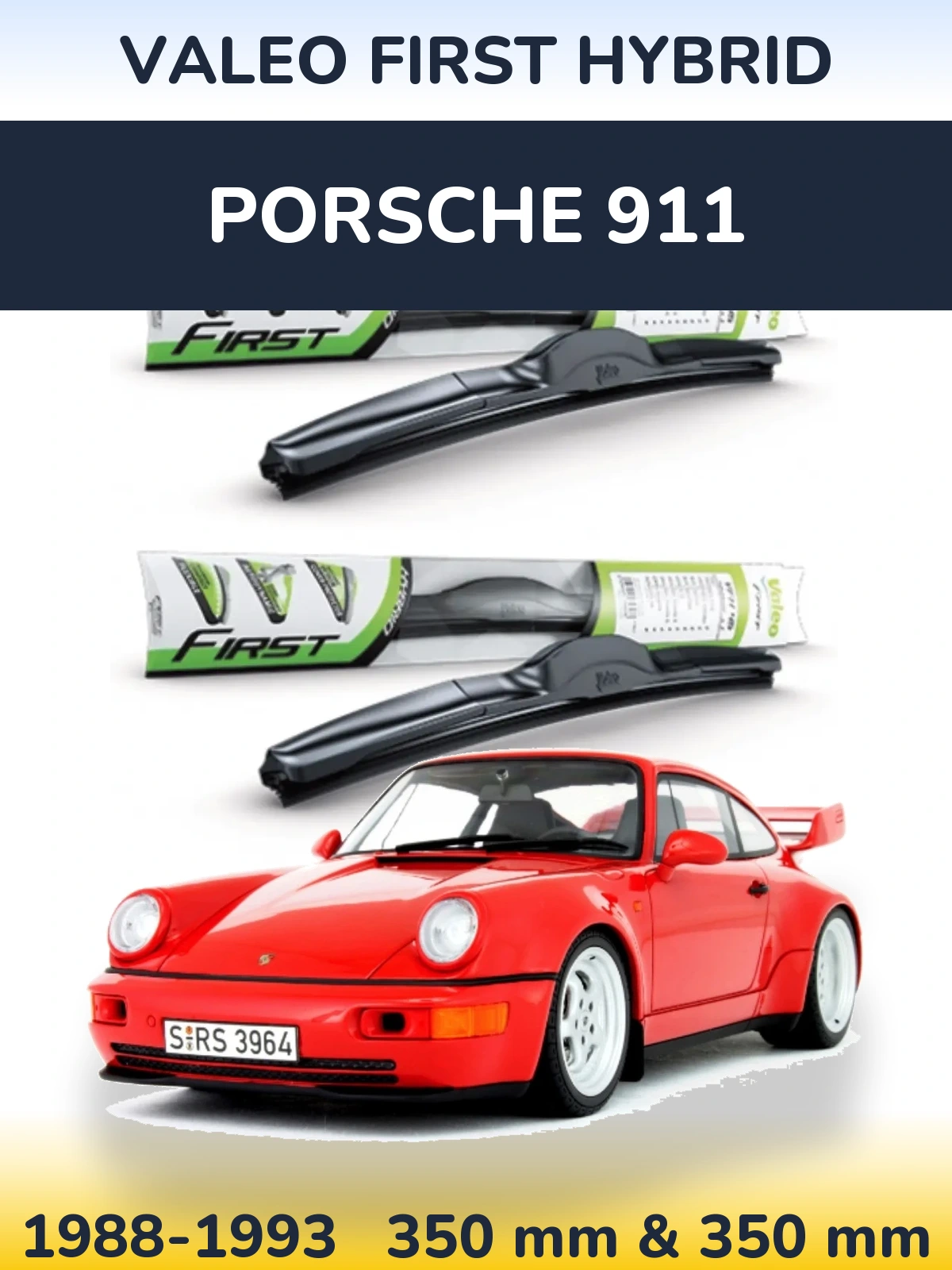 Komplet przednich wycieraczek Valeo First Hybrid 350 & 350 mm do Porsche 911 1988-1993