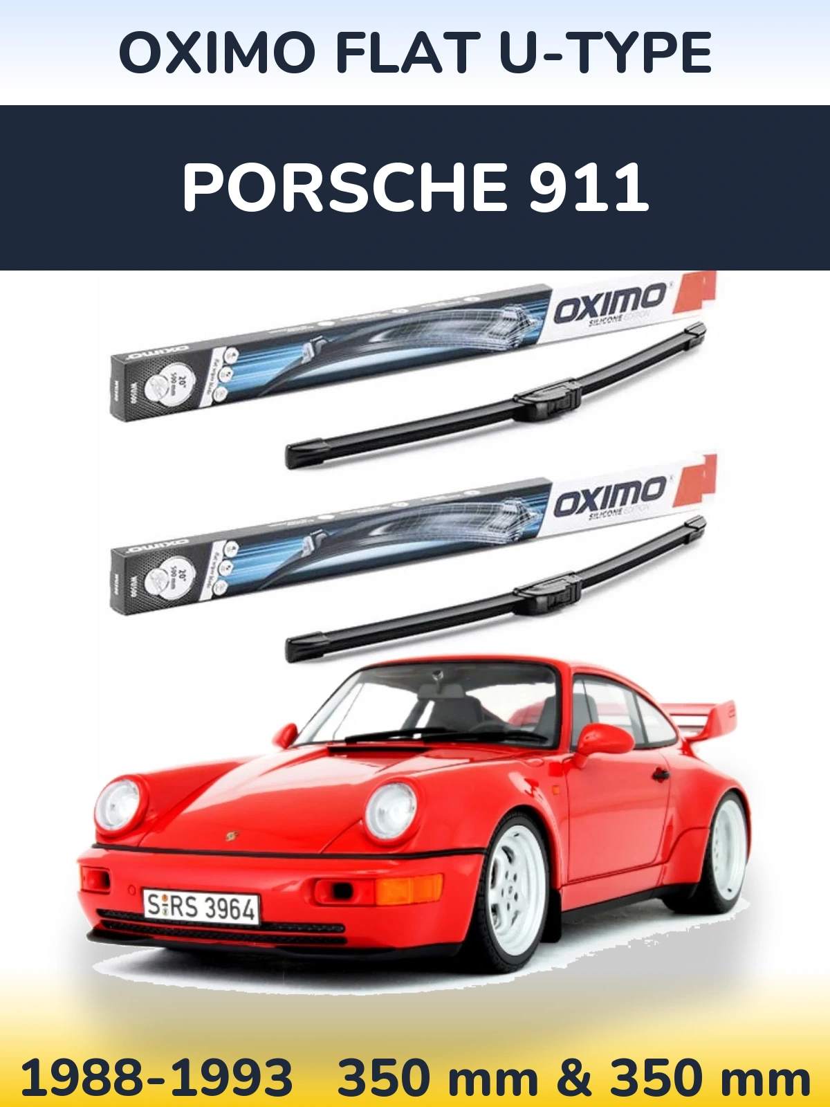 Komplet przednich wycieraczek Oximo Flat U-type 350 & 350 mm do Porsche 911 1988-1993