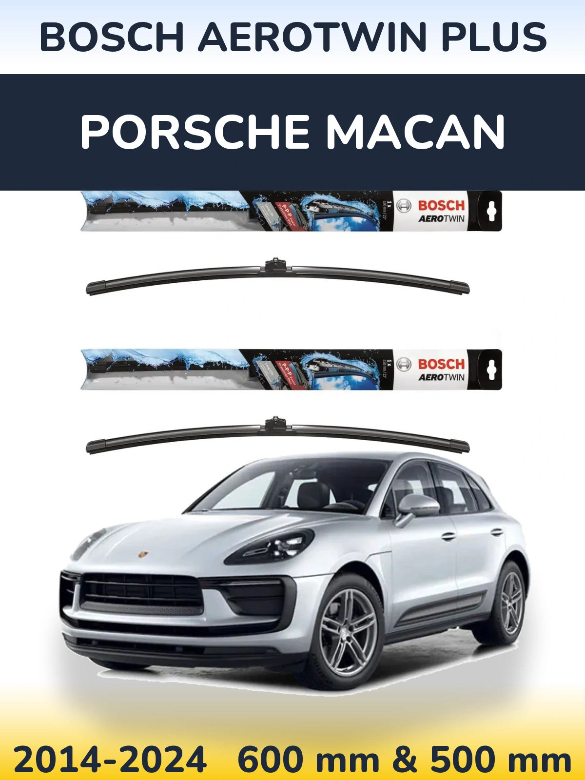 Komplet przednich wycieraczek BOSCH AeroTwin Plus 600 & 500 mm do Porsche Macan 2014-2024