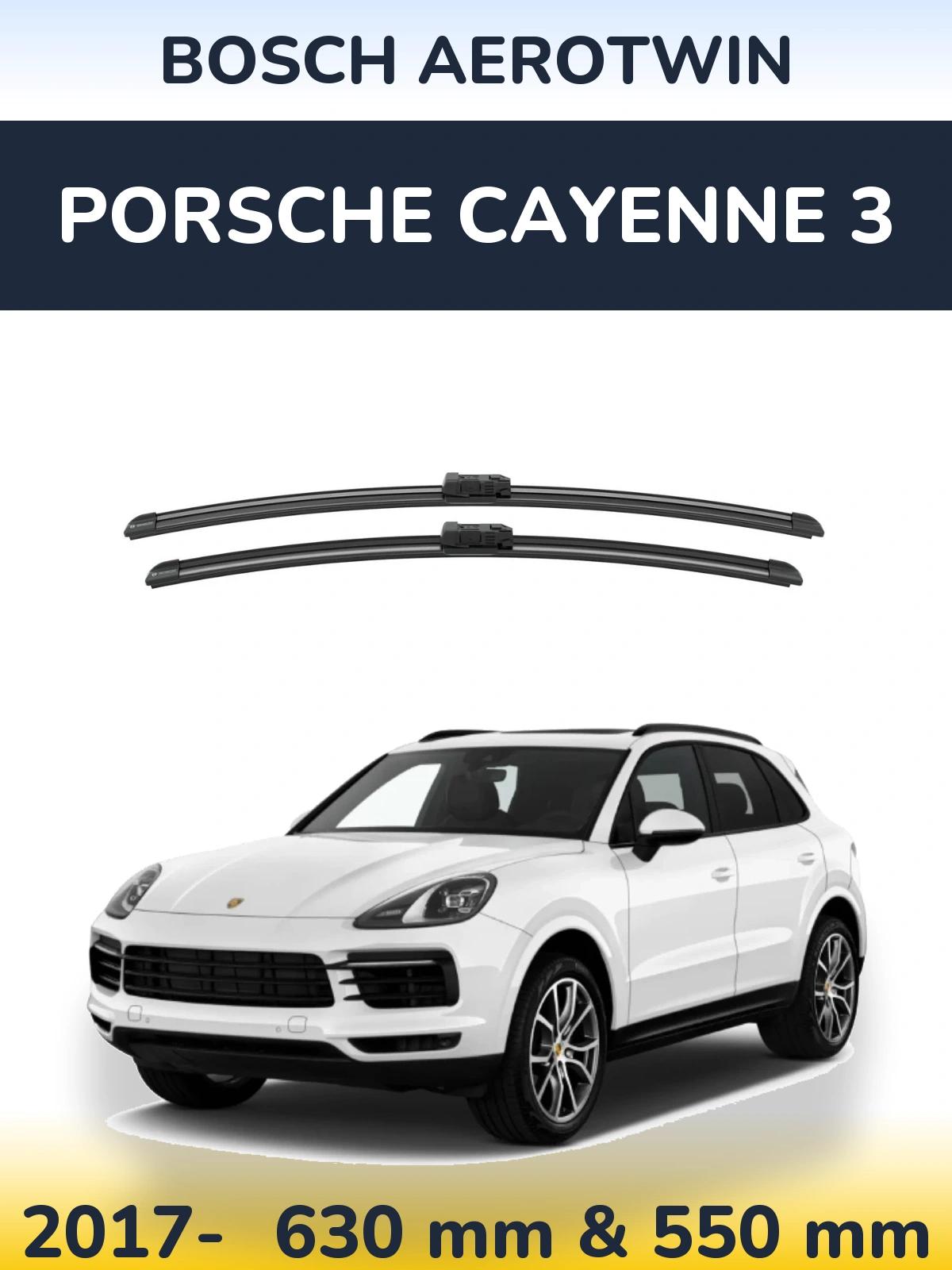 Комплект передних дворников BOSCH AeroTwin 625 & 550 мм для Porsche Cayenne 3 2017-2026