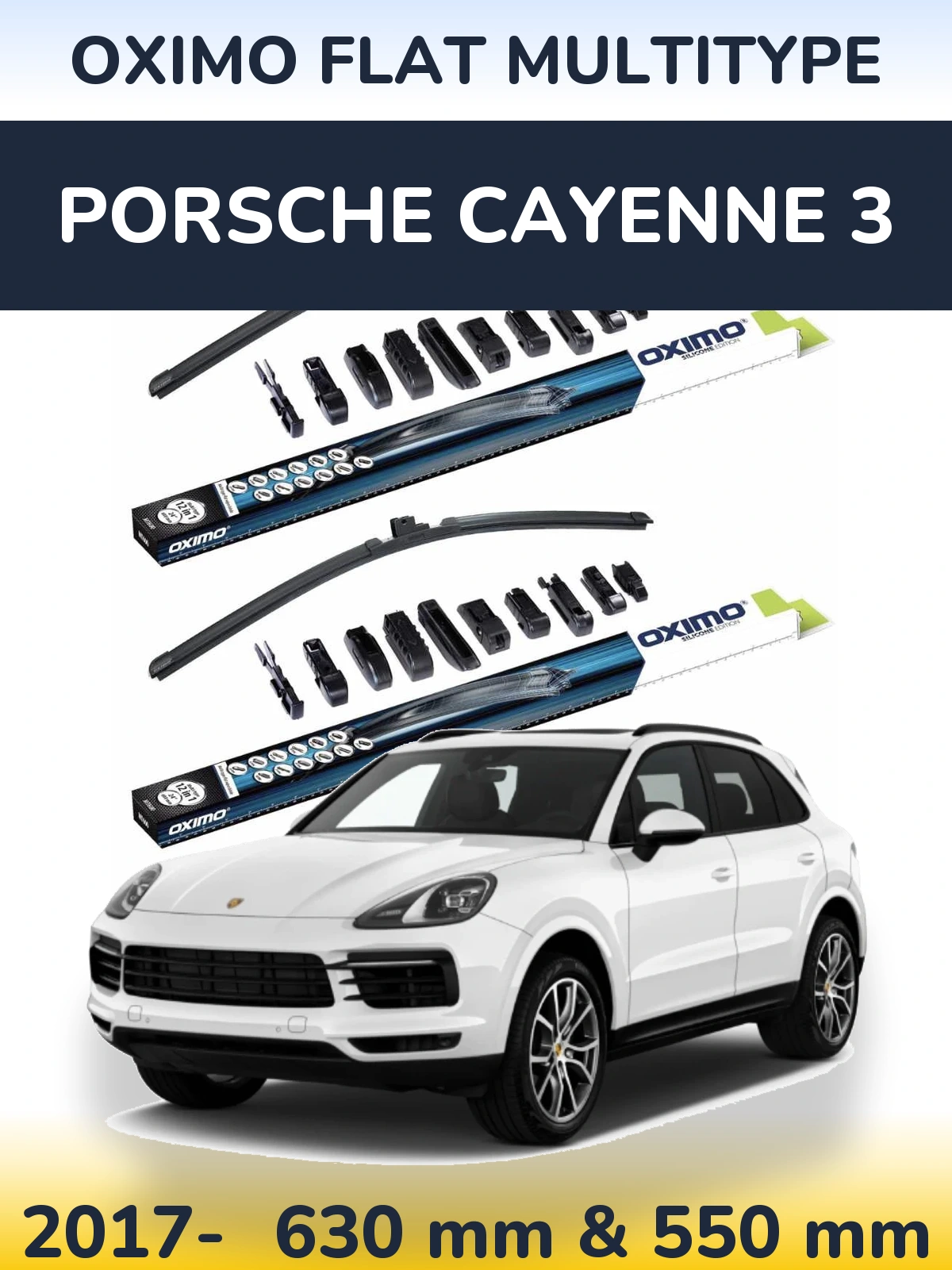 Комплект передних дворников Oximo Flat MultiТипe 600 & 550 мм для Porsche Cayenne 3 2017-2026