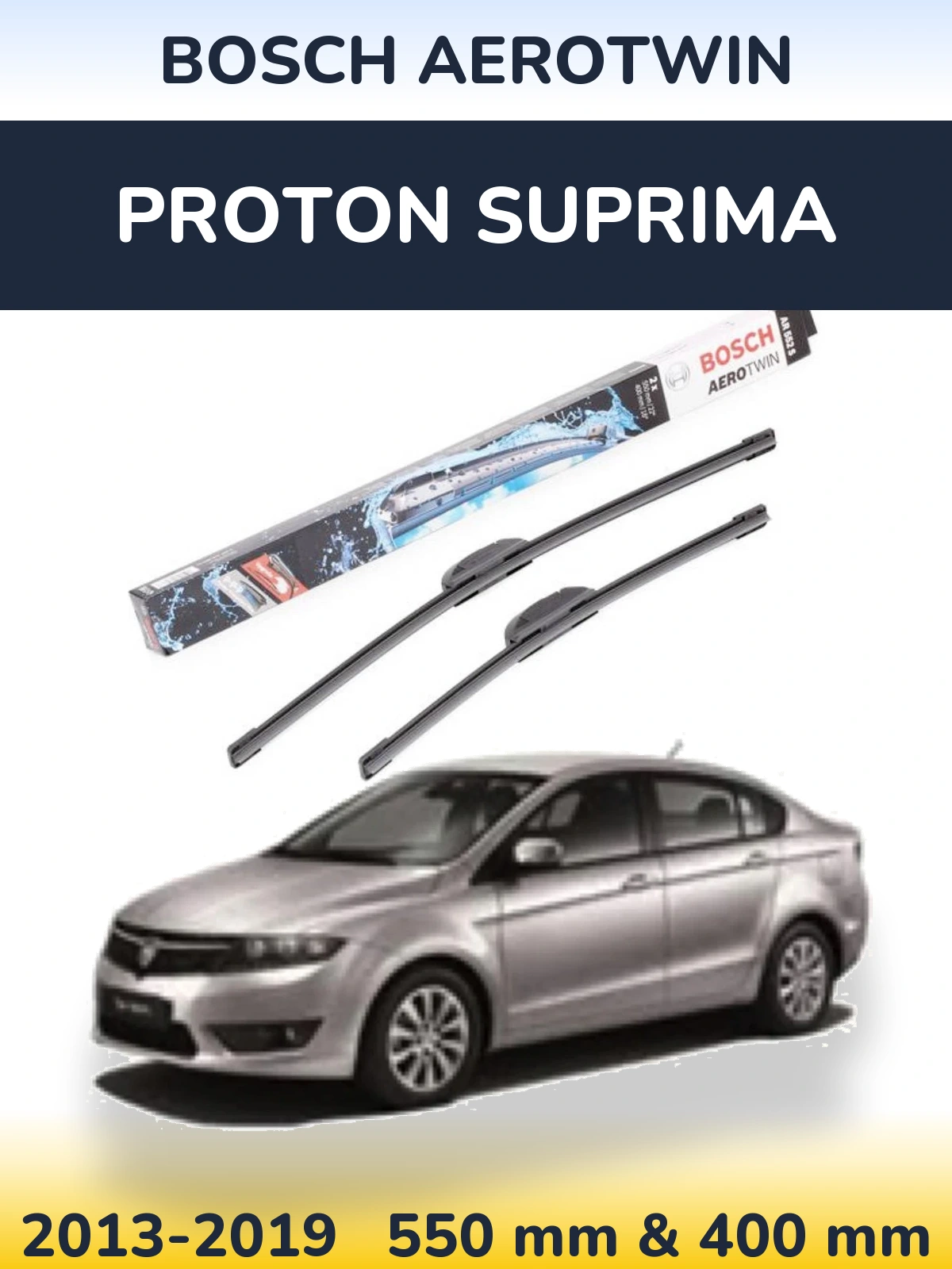 Komplet przednich wycieraczek BOSCH AeroTwin 550 & 400 mm do Proton Suprima 2013-2019