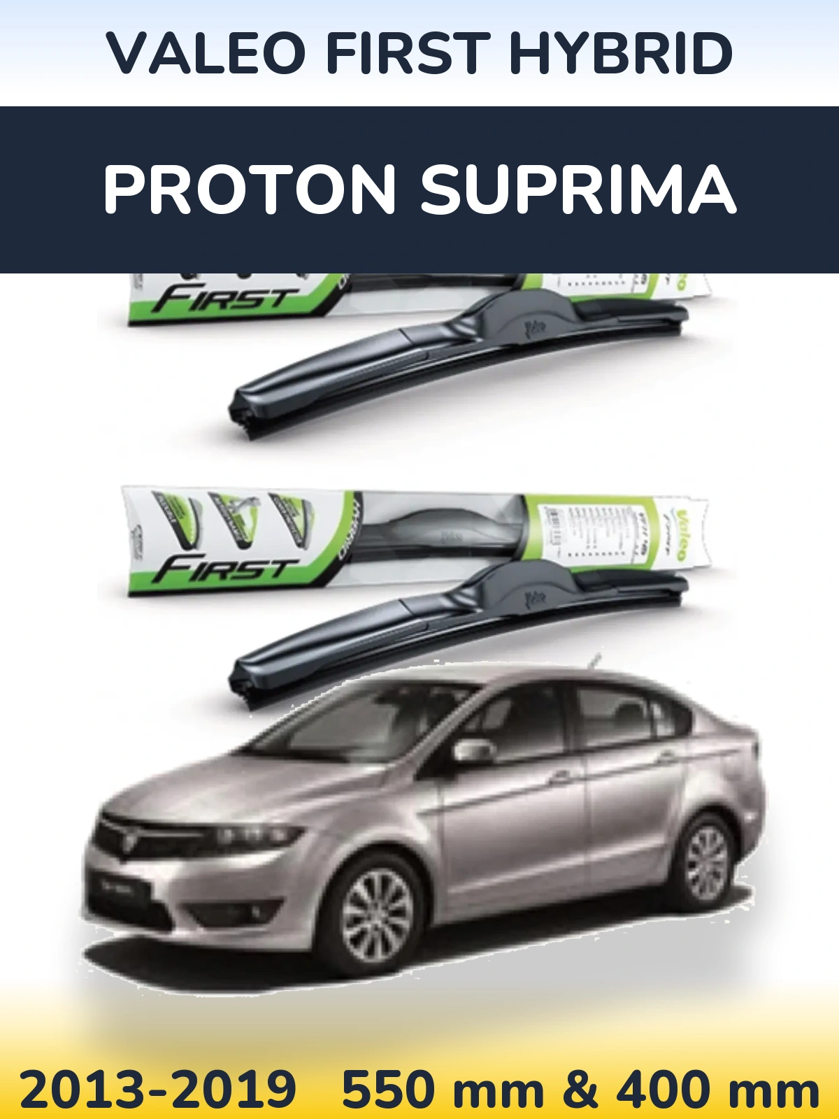 Komplet przednich wycieraczek Valeo First Hybrid 550 & 400 mm do Proton Suprima 2013-2019