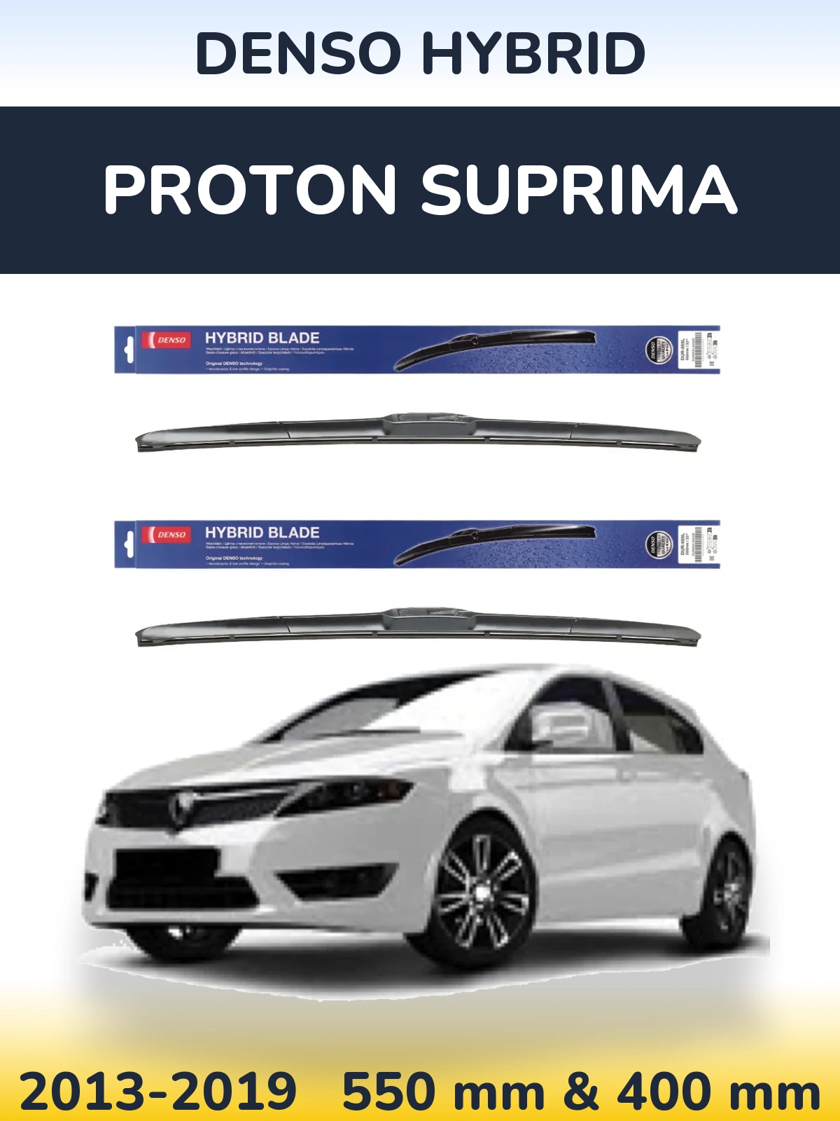 Komplet przednich wycieraczek Denso Hybrid 550 & 400 mm do Proton Suprima 2013-2019