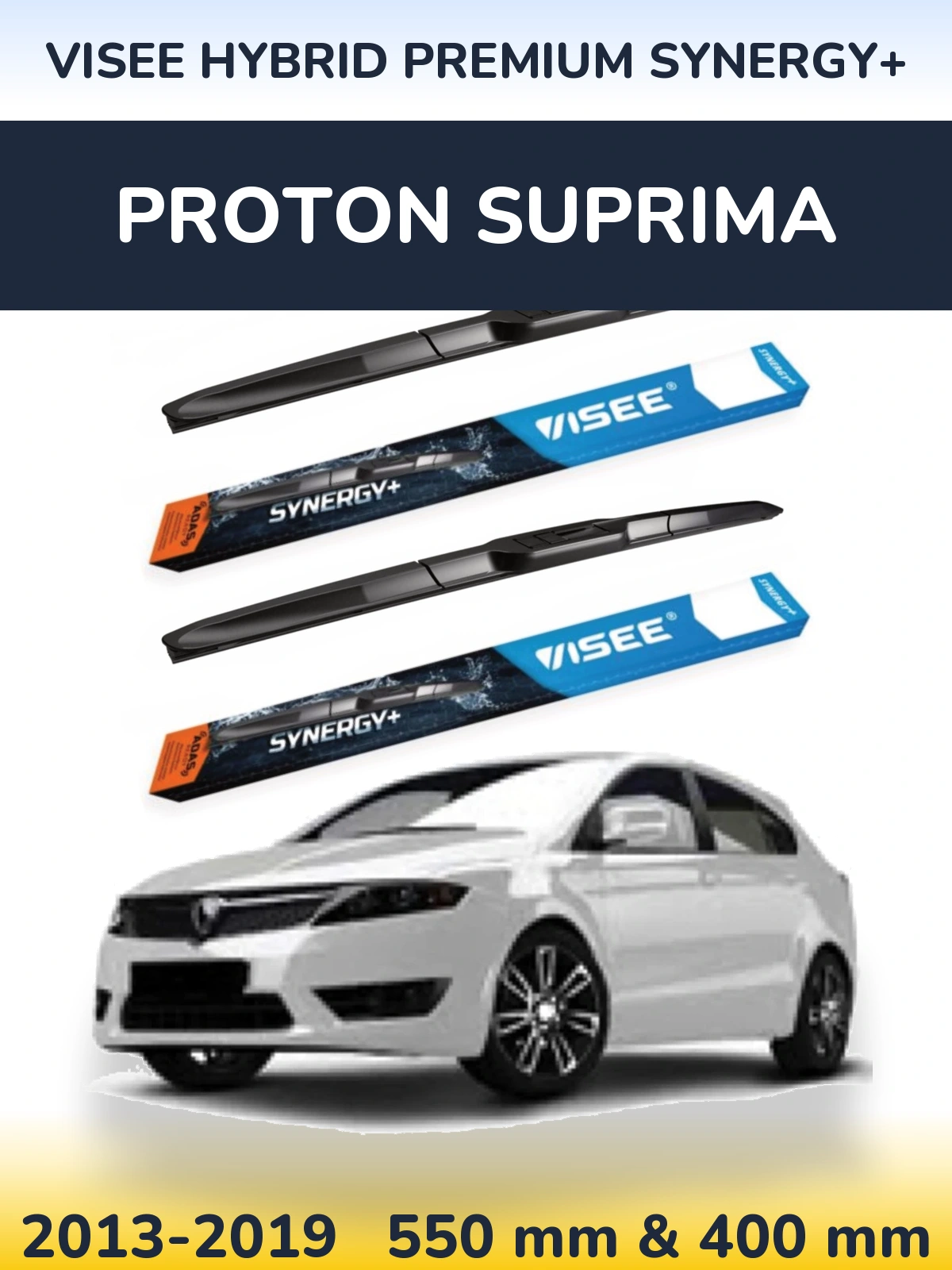 Комплект передних дворников VISEE HYBRID PREMIUM SYNERGY+ 550 & 400 мм для Proton Suprima 2013-2019