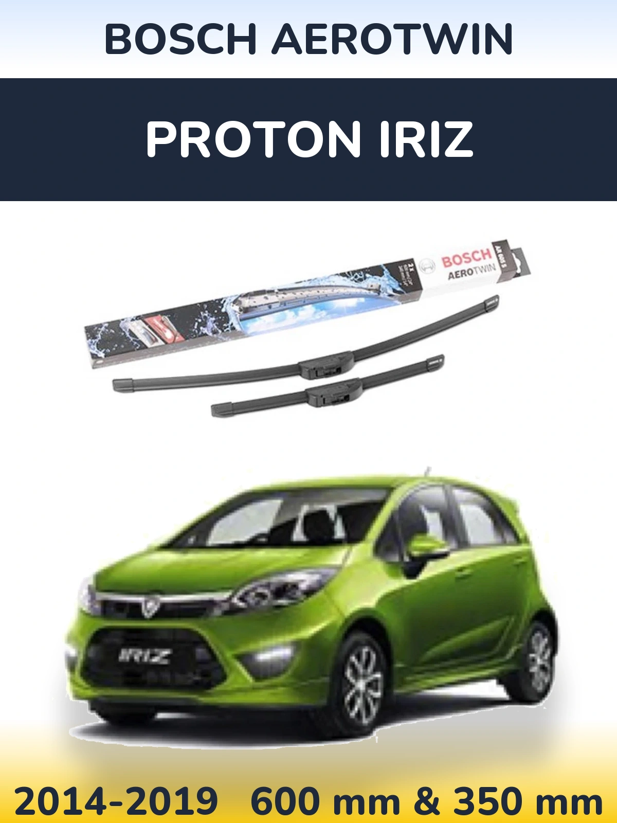 Комплект передних дворников BOSCH AeroTwin 600 & 350 мм для Proton Iriz 2014-2019