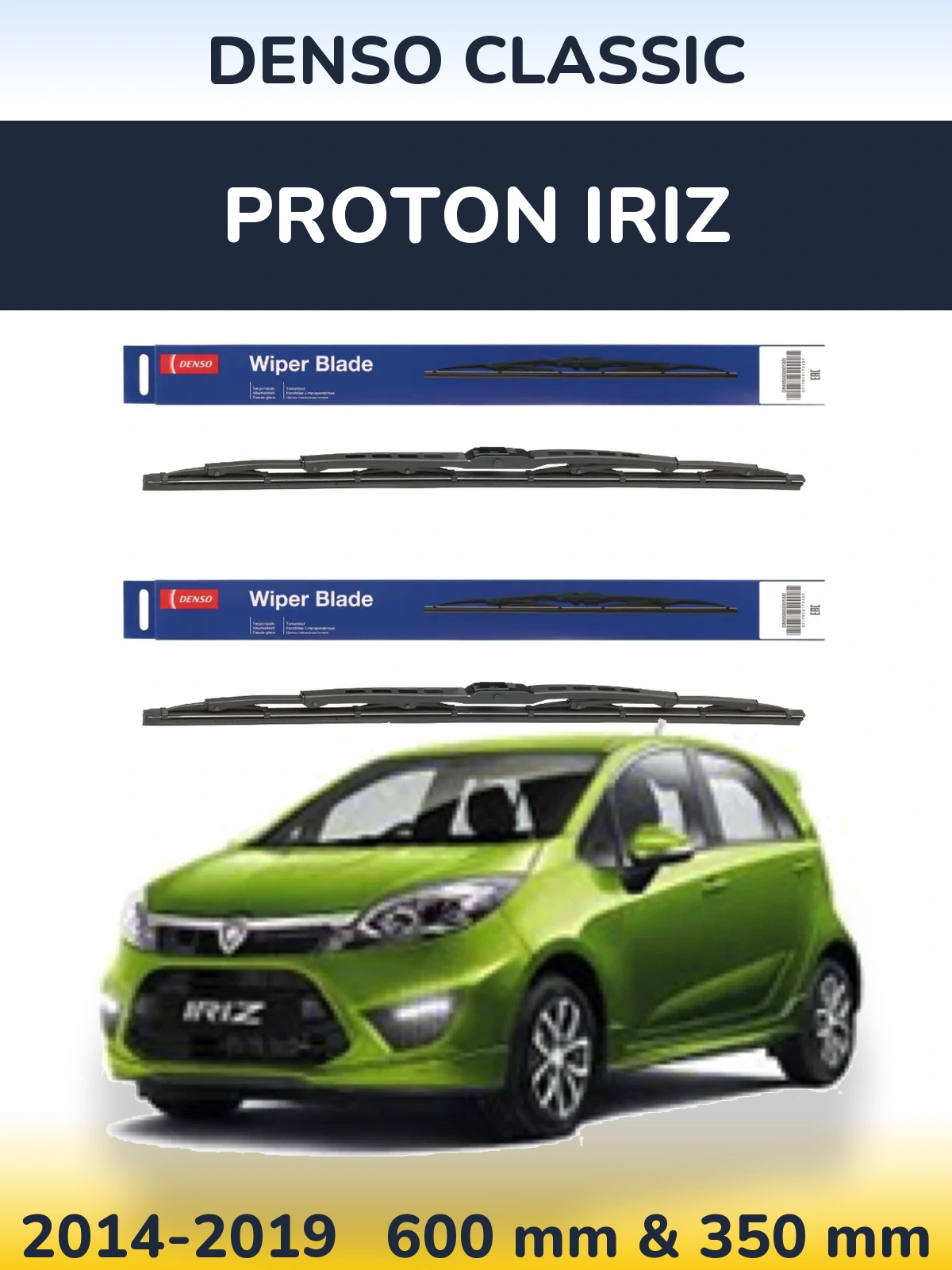 Komplet przednich wycieraczek Denso Classic 600 & 350 mm do Proton Iriz 2014-2019