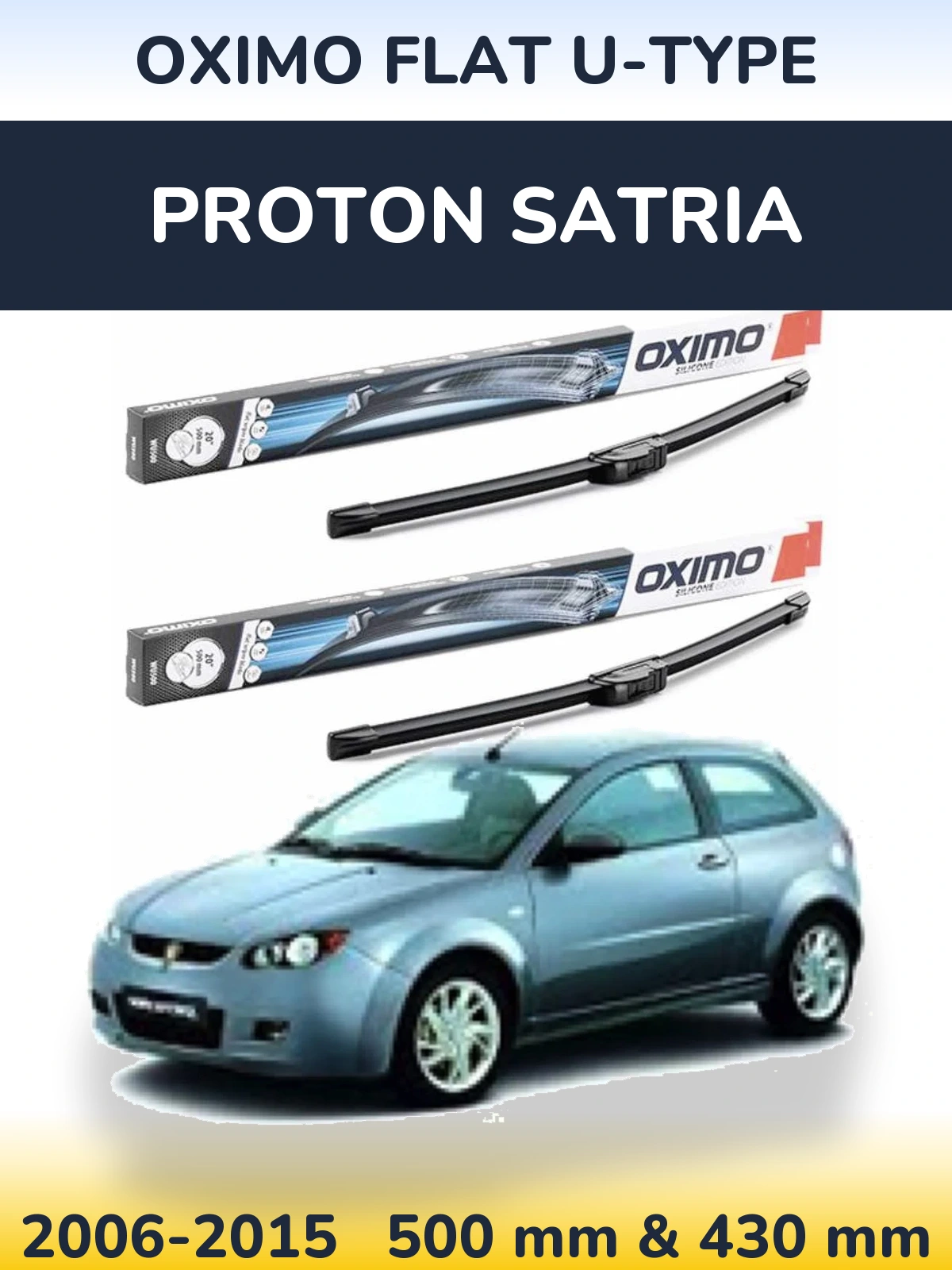 Komplet przednich wycieraczek Oximo Flat U-type 500 & 430 mm do Proton Satria 2006-2015