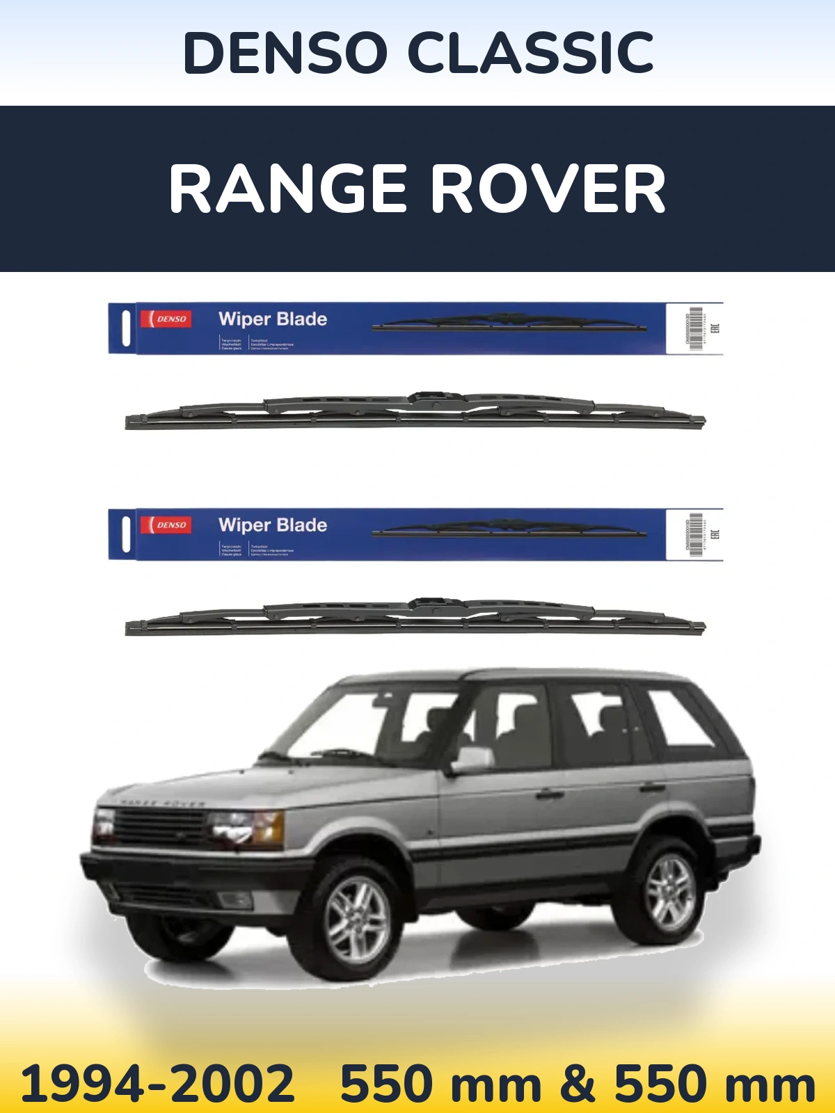 Komplet przednich wycieraczek Denso Classic 550 & 550 mm do Range Rover  1994-2002