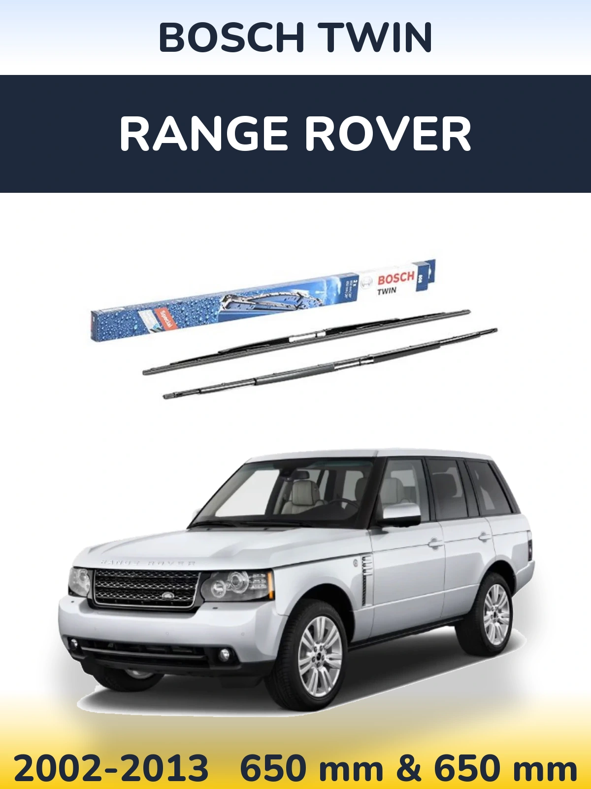 Komplet przednich wycieraczek BOSCH Twin 650 & 650 mm do Range Rover  2002-2013