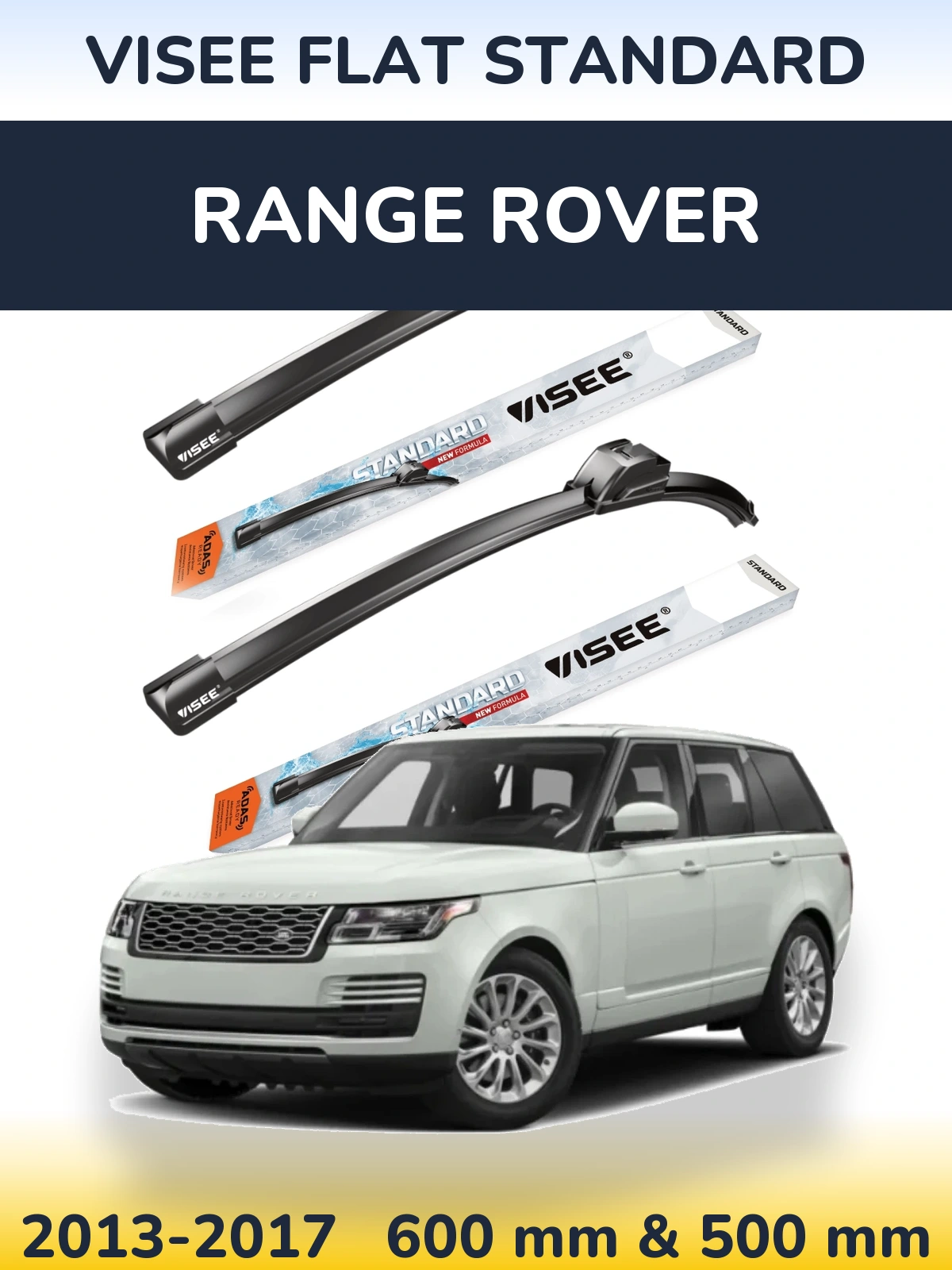 Комплект передніх щіток VISEE FLAT STANDARD 600 & 500 мм для Range Rover  2013-2017