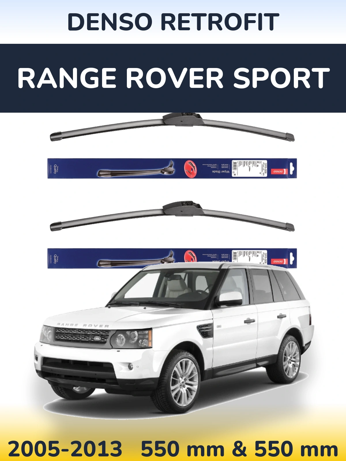 Комплект передних дворников Denso Retrofit 550 & 550 мм для Range Rover Sport 2005-2013