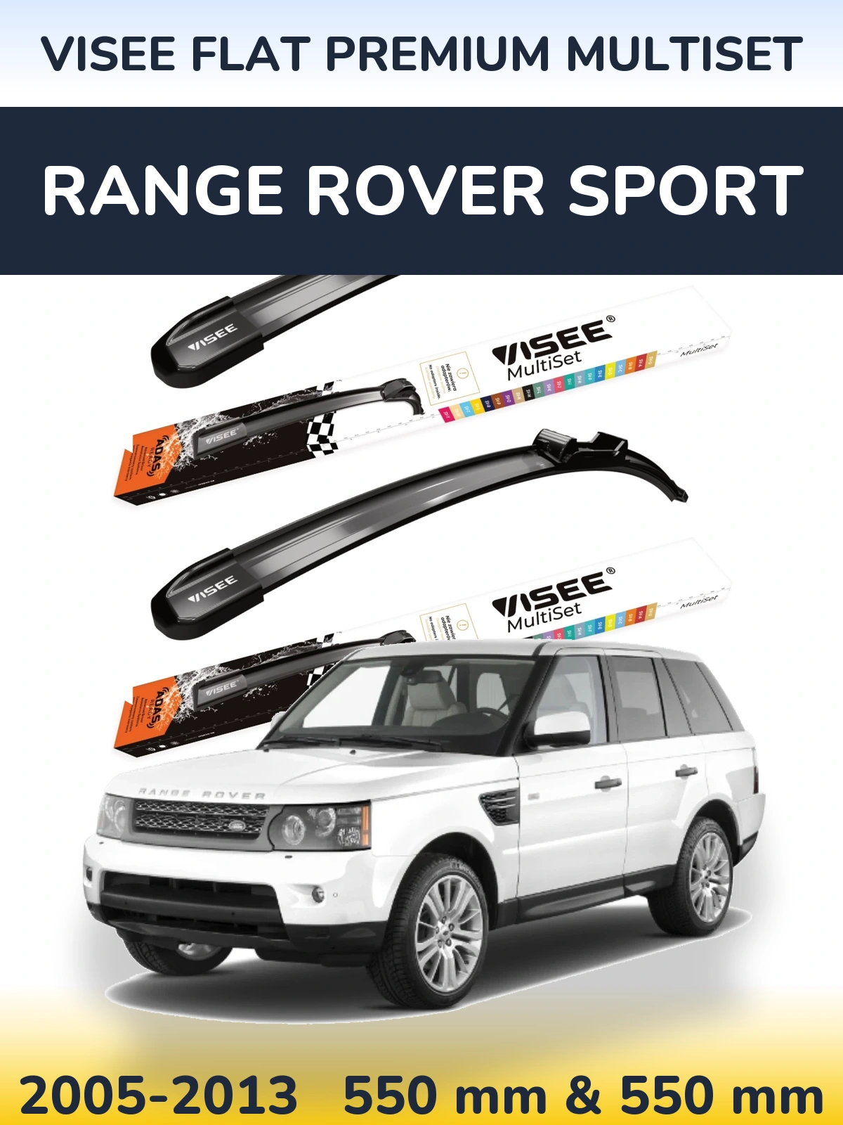 Komplet przednich wycieraczek VISEE FLAT PREMIUM MultiSet 550 & 550 mm do Range Rover Sport 2005-2013