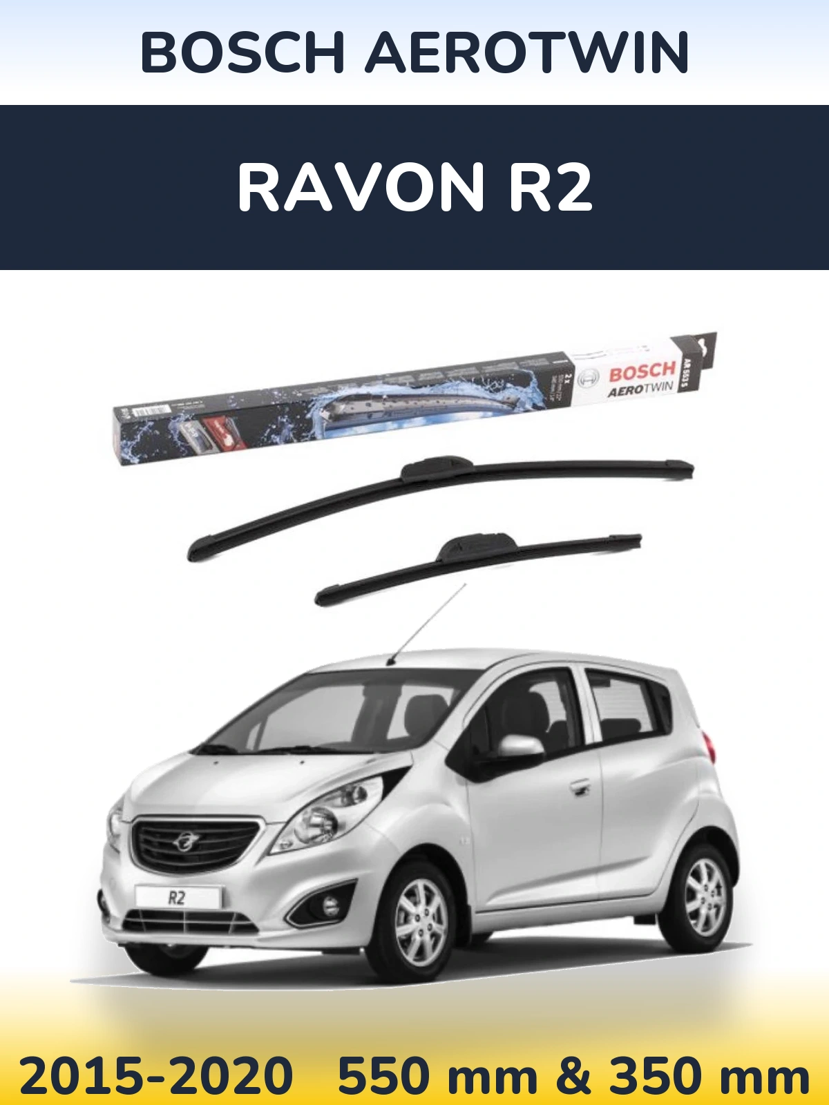 Komplet przednich wycieraczek BOSCH AeroTwin 550 & 350 mm do Ravon R2 2015-2020