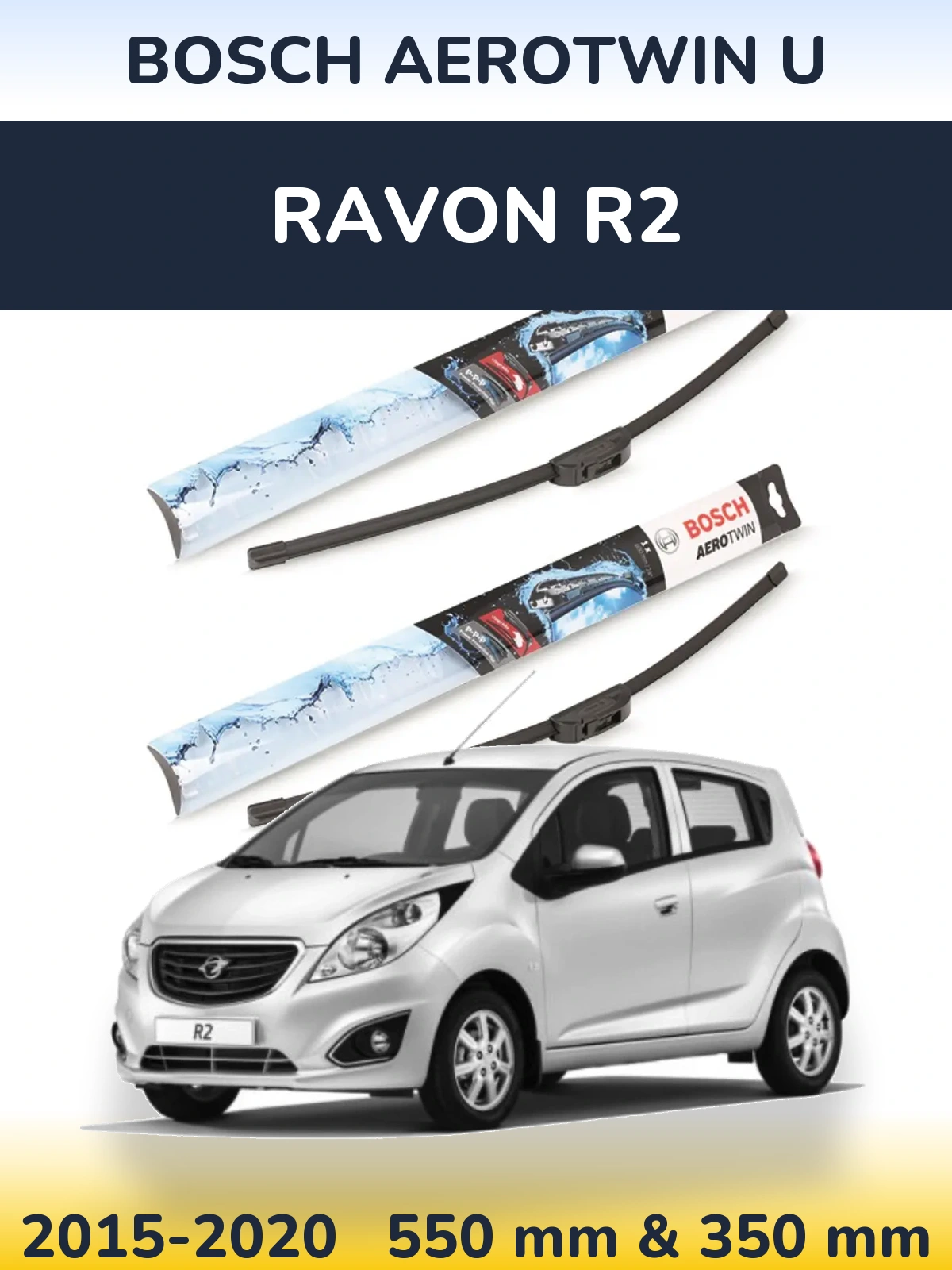 Komplet przednich wycieraczek BOSCH AeroTwin U 550 & 350 mm do Ravon R2 2015-2020