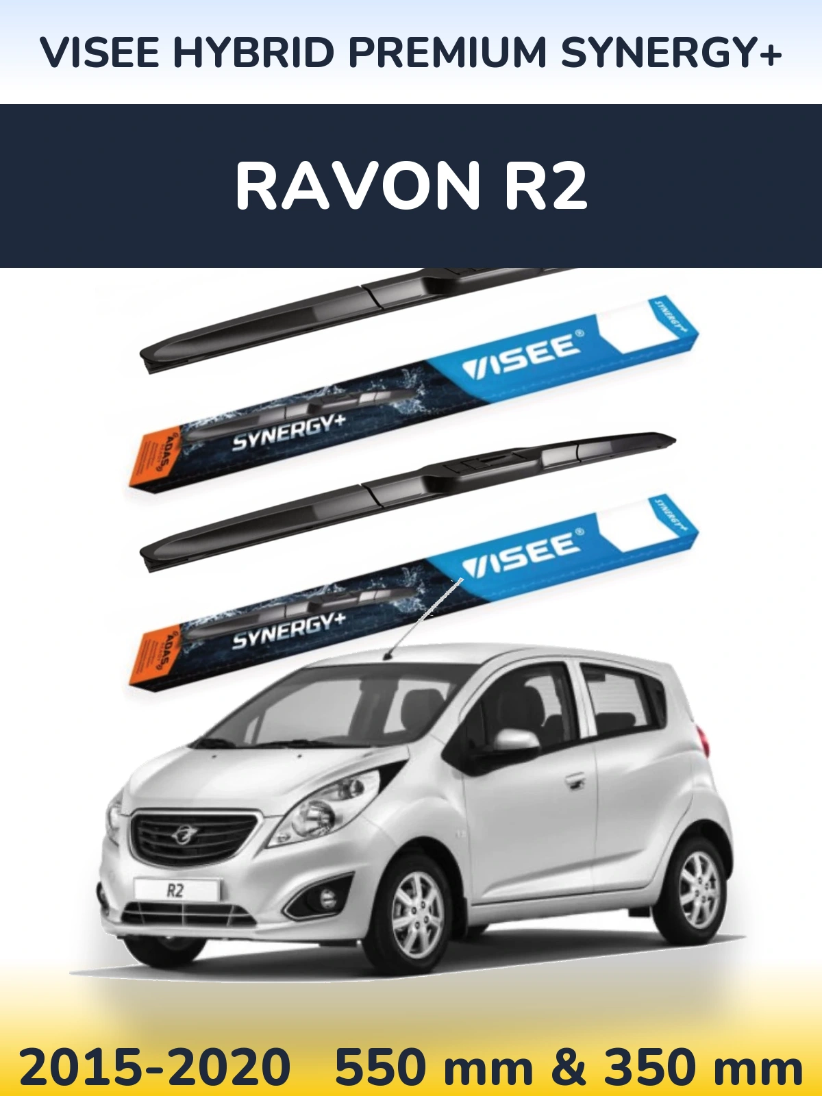Front wiper blade set VISEE HYBRID PREMIUM SYNERGY+ 550 & 350 mm for Ravon R2 2015-2020