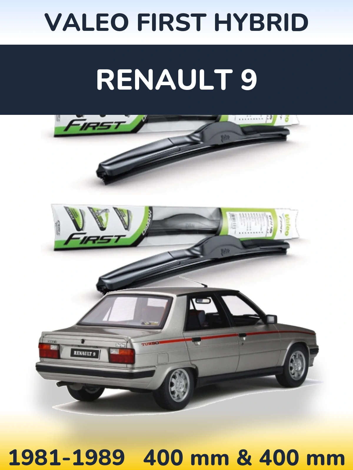 Komplet przednich wycieraczek Valeo First Hybrid 400 & 400 mm do Renault 9 1981-1989
