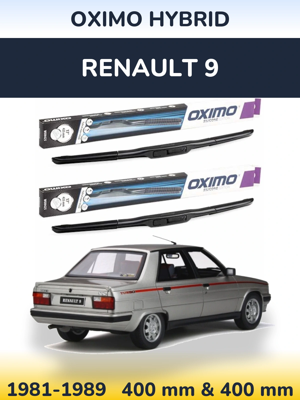 Комплект передних дворников Oximo Hybrid 400 & 400 мм для Renault 9 1981-1989