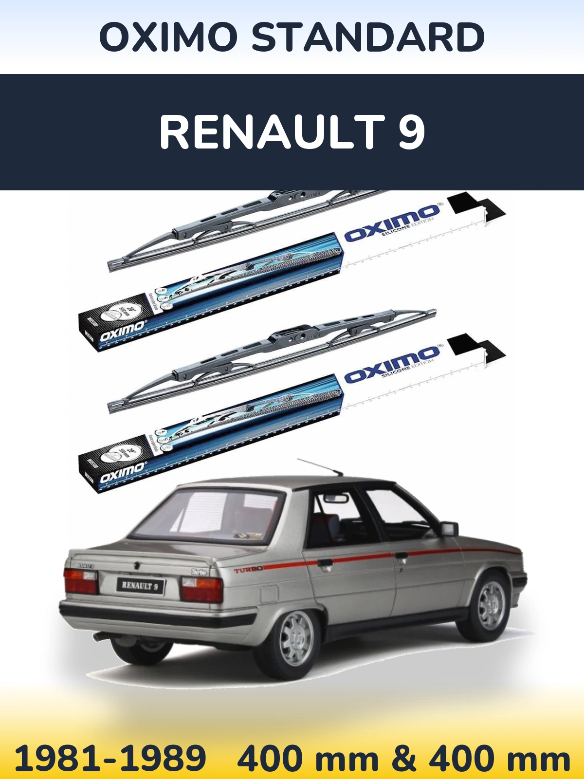 Komplet przednich wycieraczek Oximo Standard 400 & 400 mm do Renault 9 1981-1989