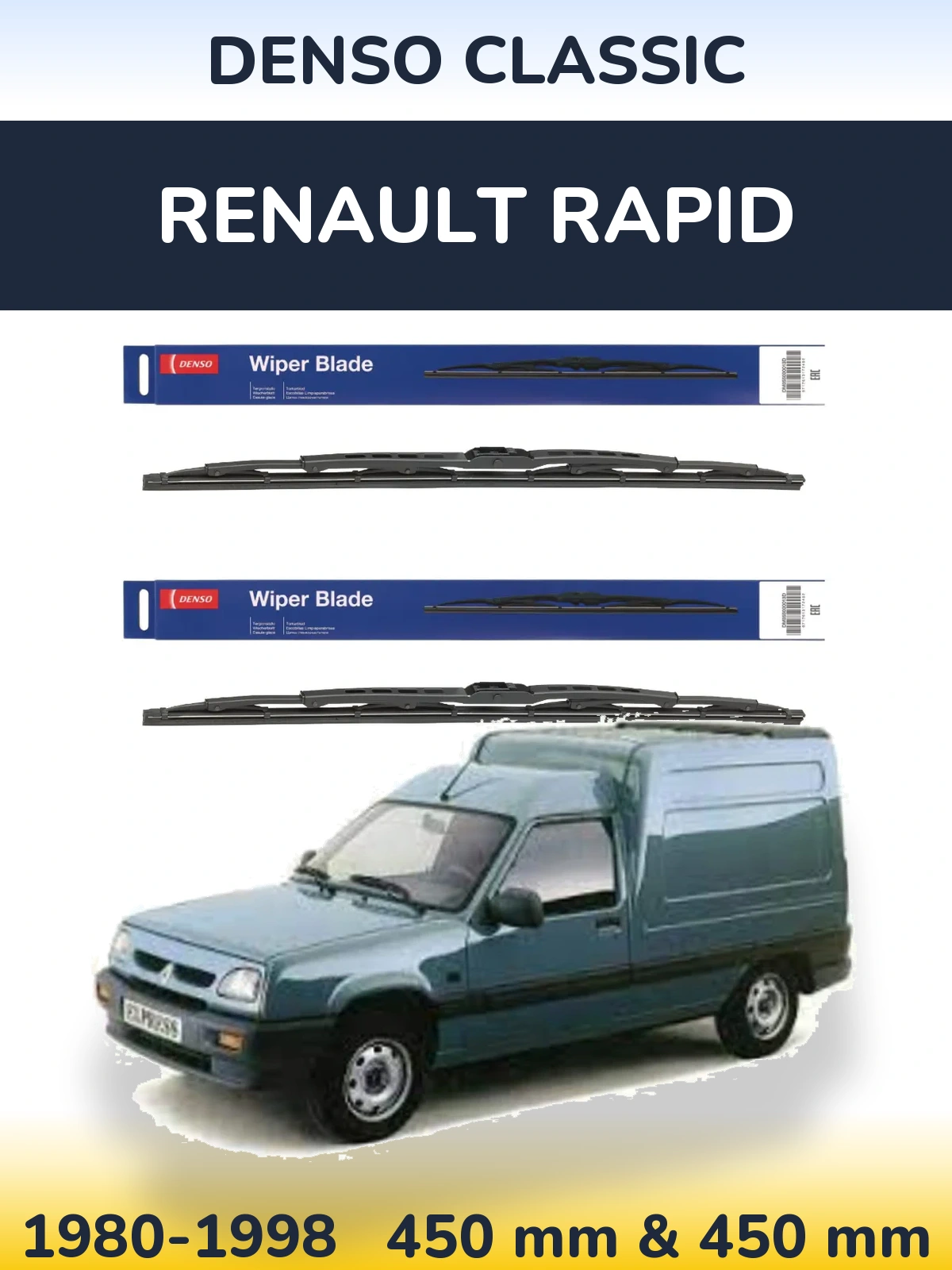Komplet przednich wycieraczek Denso Classic 450 & 450 mm do Renault Rapid 1980-1998