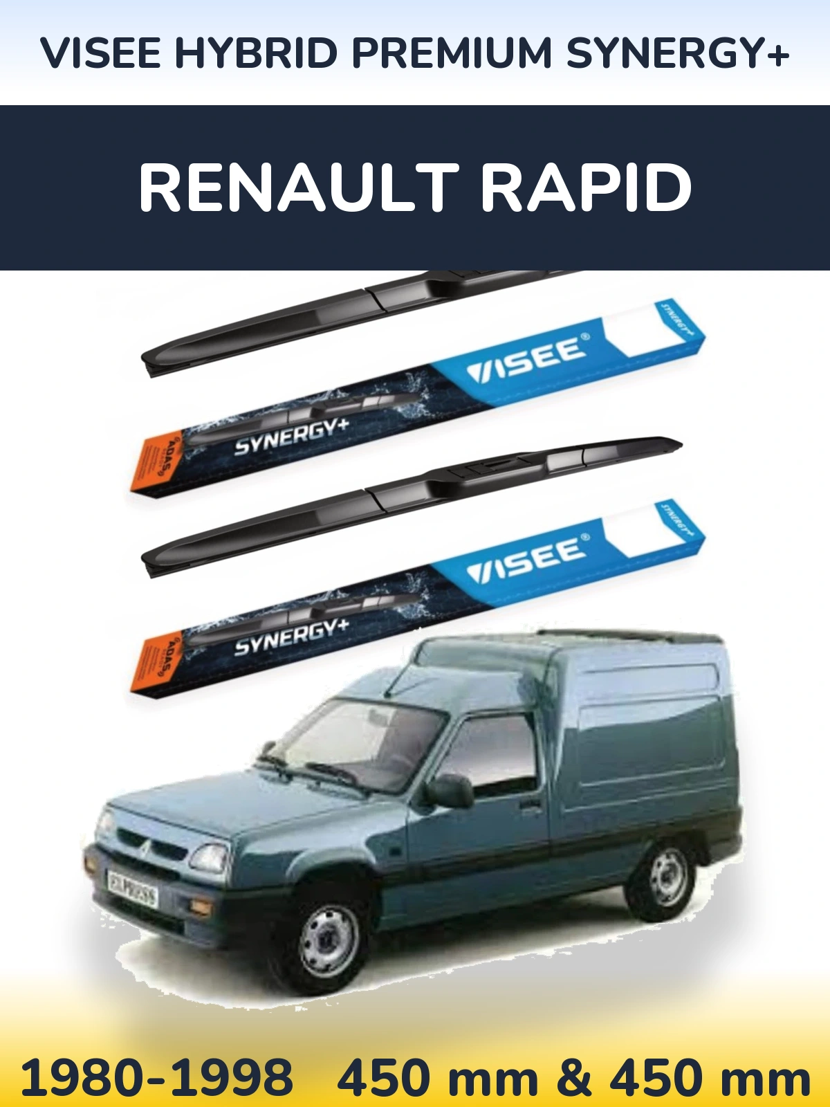 Komplet przednich wycieraczek VISEE HYBRID PREMIUM SYNERGY+ 450 & 450 mm do Renault Rapid 1980-1998