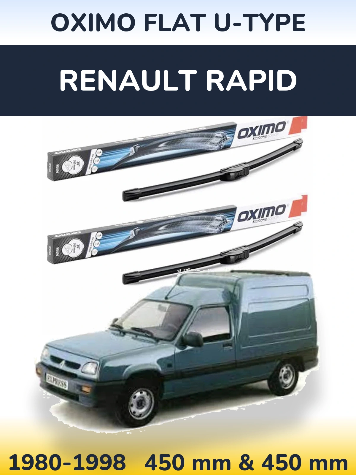 Komplet przednich wycieraczek Oximo Flat U-type 450 & 450 mm do Renault Rapid 1980-1998