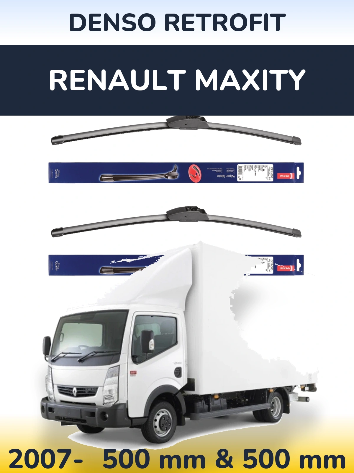 Комплект передніх щіток Denso Retrofit 500 & 500 мм для Renault Maxity 2007-2026