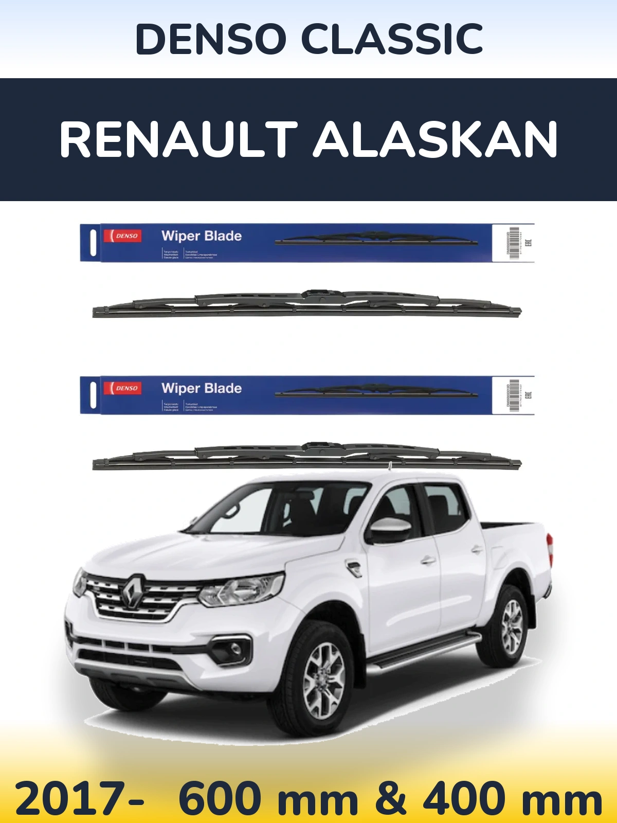 Komplet przednich wycieraczek Denso Classic 600 & 400 mm do Renault Alaskan 2017-2026