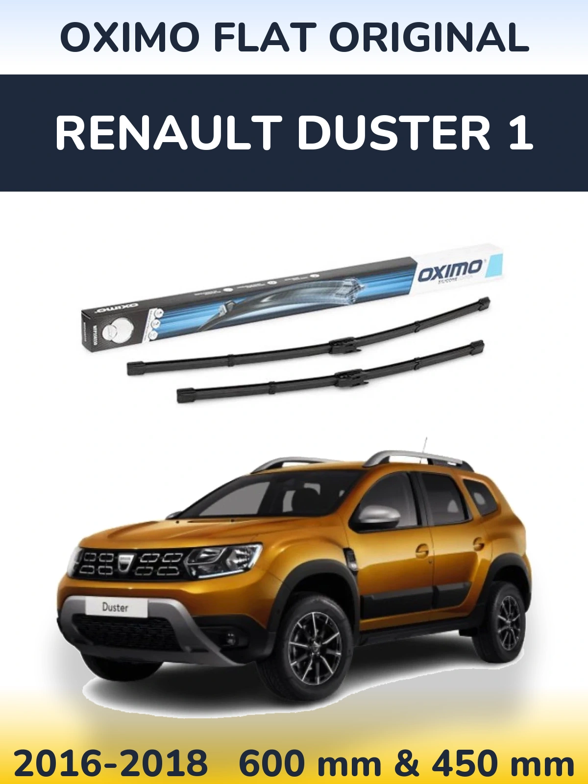 Комплект передних дворников Oximo Flat Original 600 & 450 мм для Renault Duster 1 2016-2018