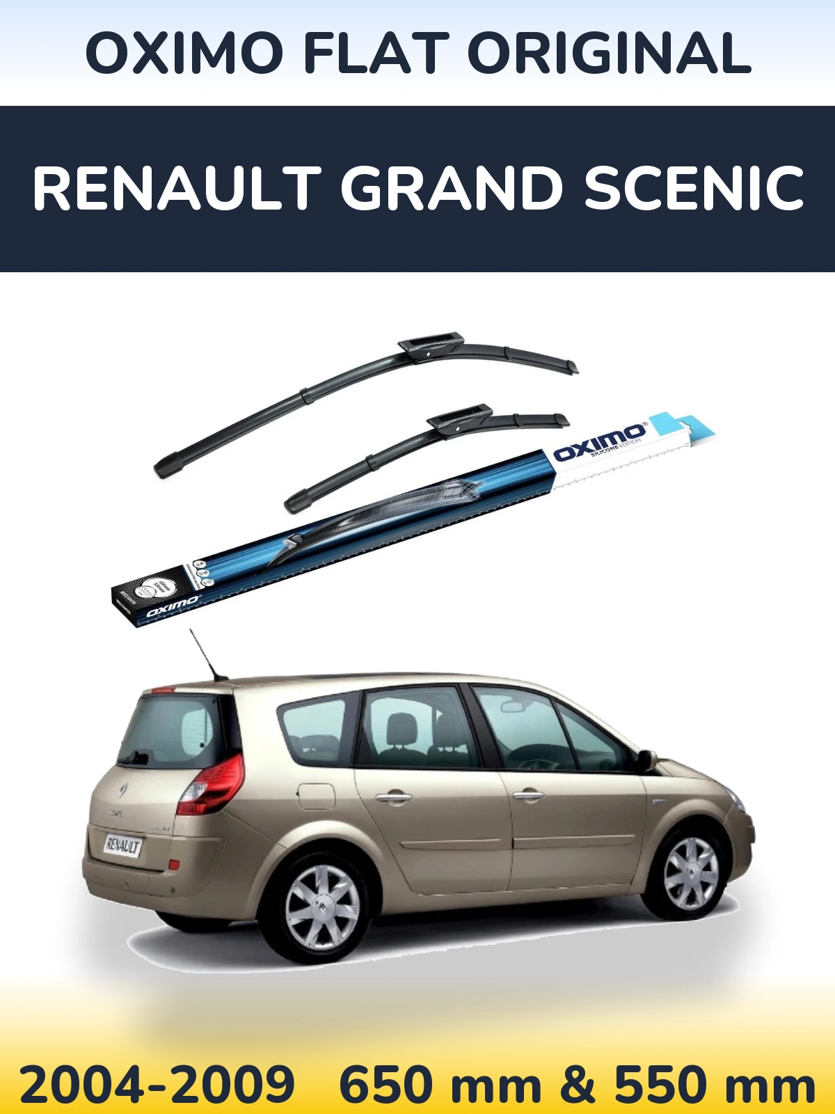 Komplet przednich wycieraczek Oximo Flat Original 650 & 550 mm do Renault Grand Scenic 2004-2009