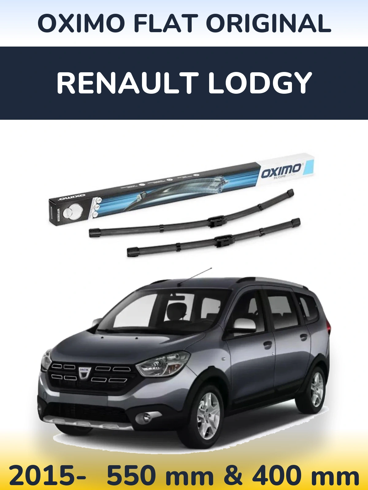Комплект передних дворников Oximo Flat Original 550 & 400 мм для Renault Lodgy 2015-2026