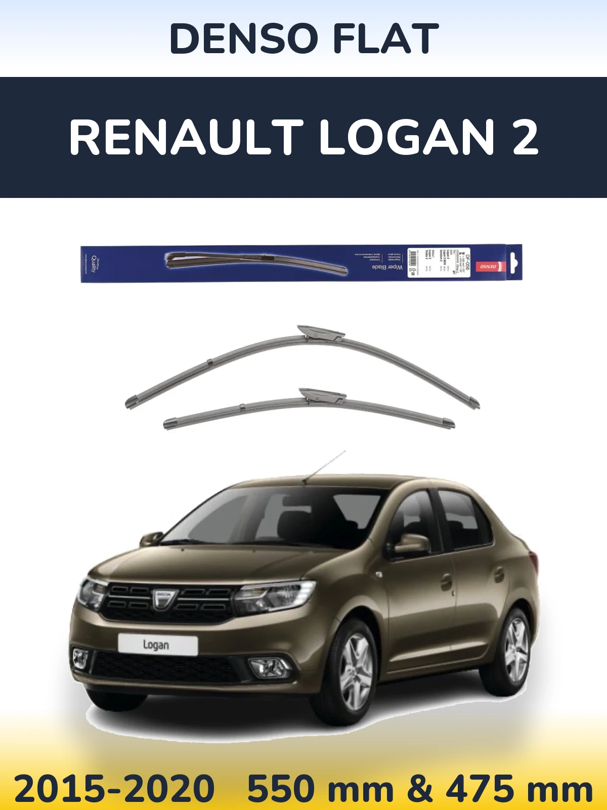 Komplet przednich wycieraczek Denso Flat 550 & 475 mm do Renault Logan 2 2015-2020