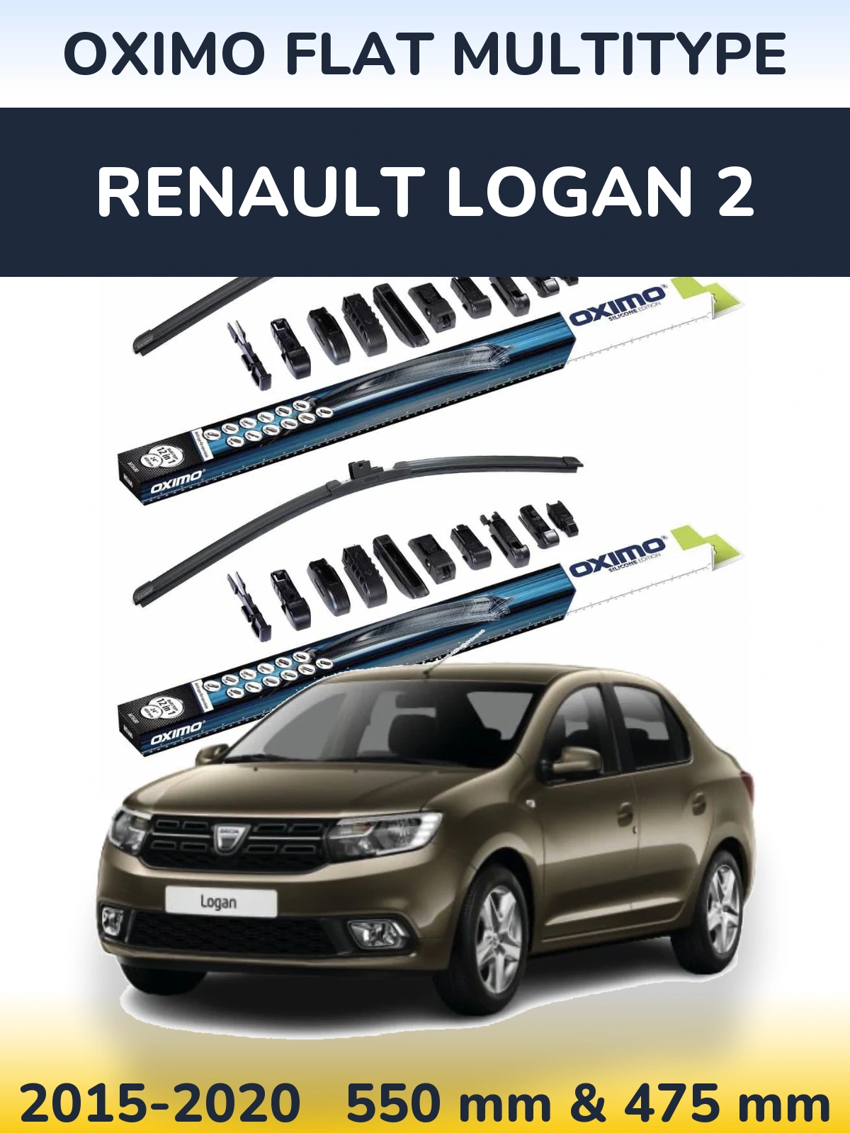 Komplet przednich wycieraczek Oximo Flat MultiType 550 & 475 mm do Renault Logan 2 2015-2020
