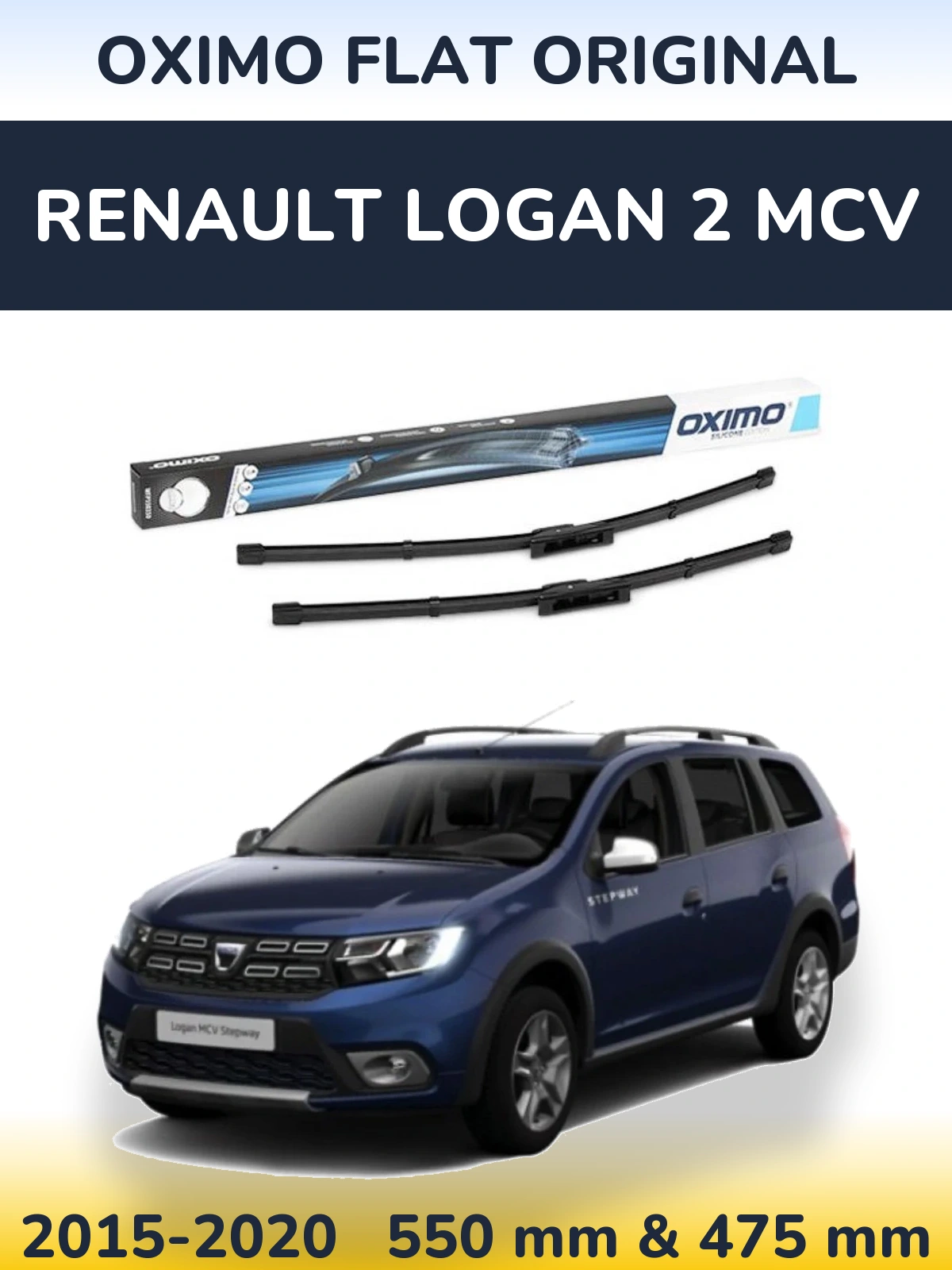 Komplet przednich wycieraczek Oximo Flat Original 550 & 475 mm do Renault Logan 2 MCV 2015-2020