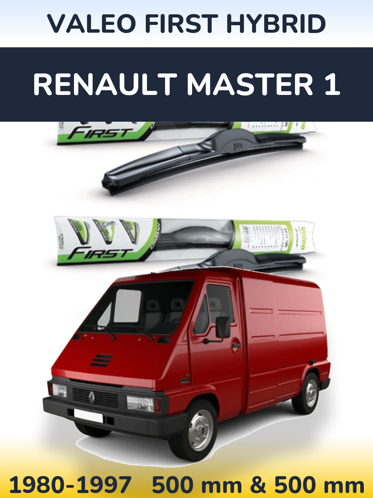 Komplet przednich wycieraczek Valeo First Hybrid 500 & 500 mm do Renault Master 1 1980-1997