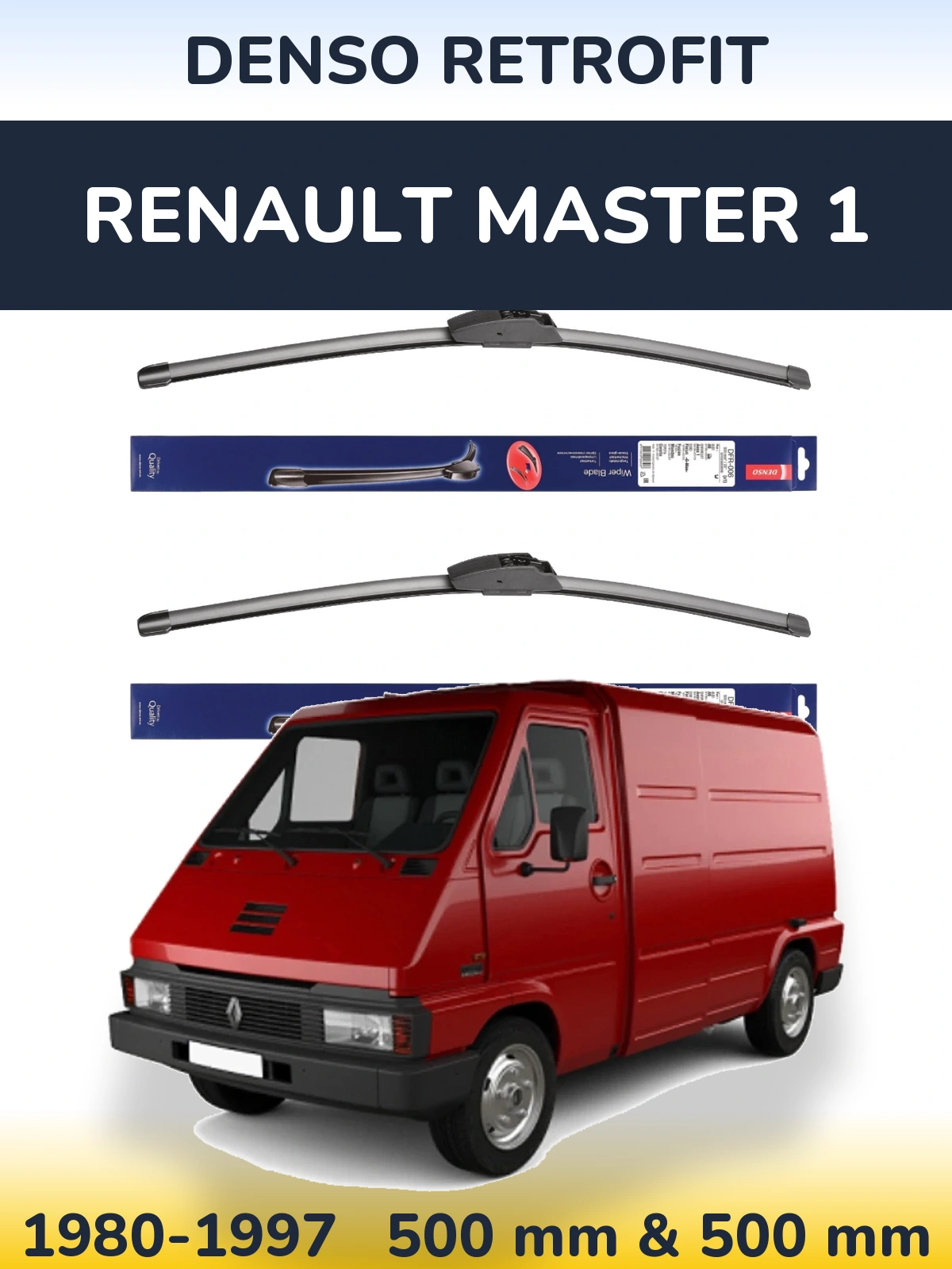 Комплект передних дворников Denso Retrofit 500 & 500 мм для Renault Master 1 1980-1997