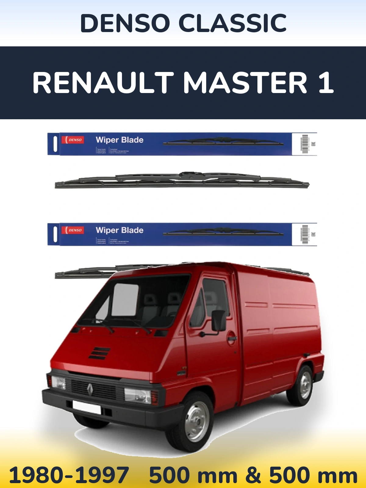 Комплект передних дворников Denso Classic 500 & 500 мм для Renault Master 1 1980-1997