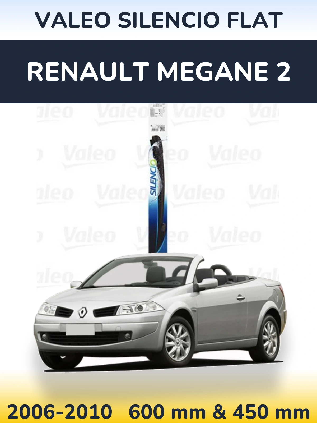 Komplet przednich wycieraczek Valeo Silencio Flat 600 & 450 mm do Renault Megane 2 2006-2010