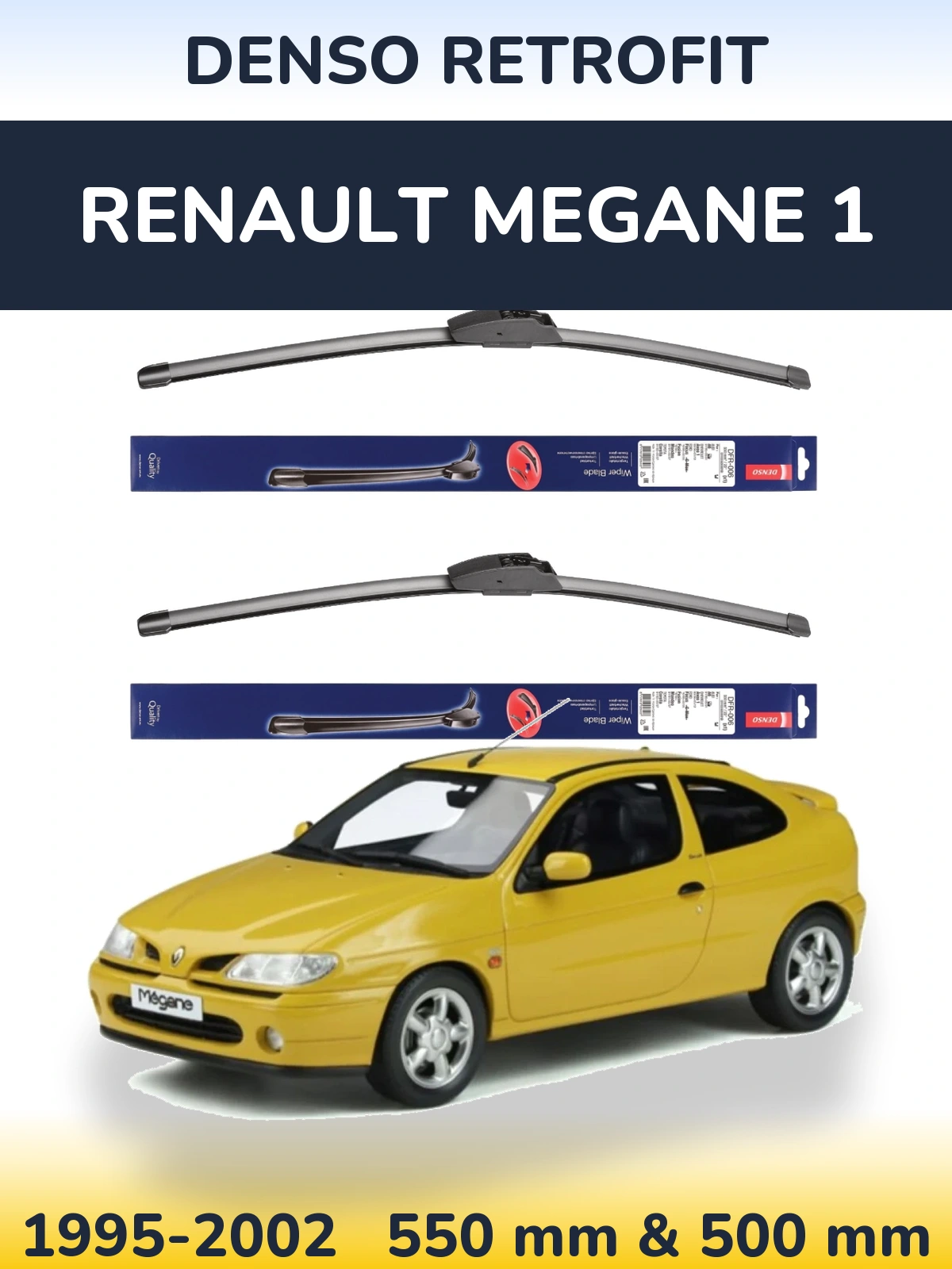 Комплект передних дворников Denso Retrofit 550 & 500 мм для Renault Megane 1 1995-2002