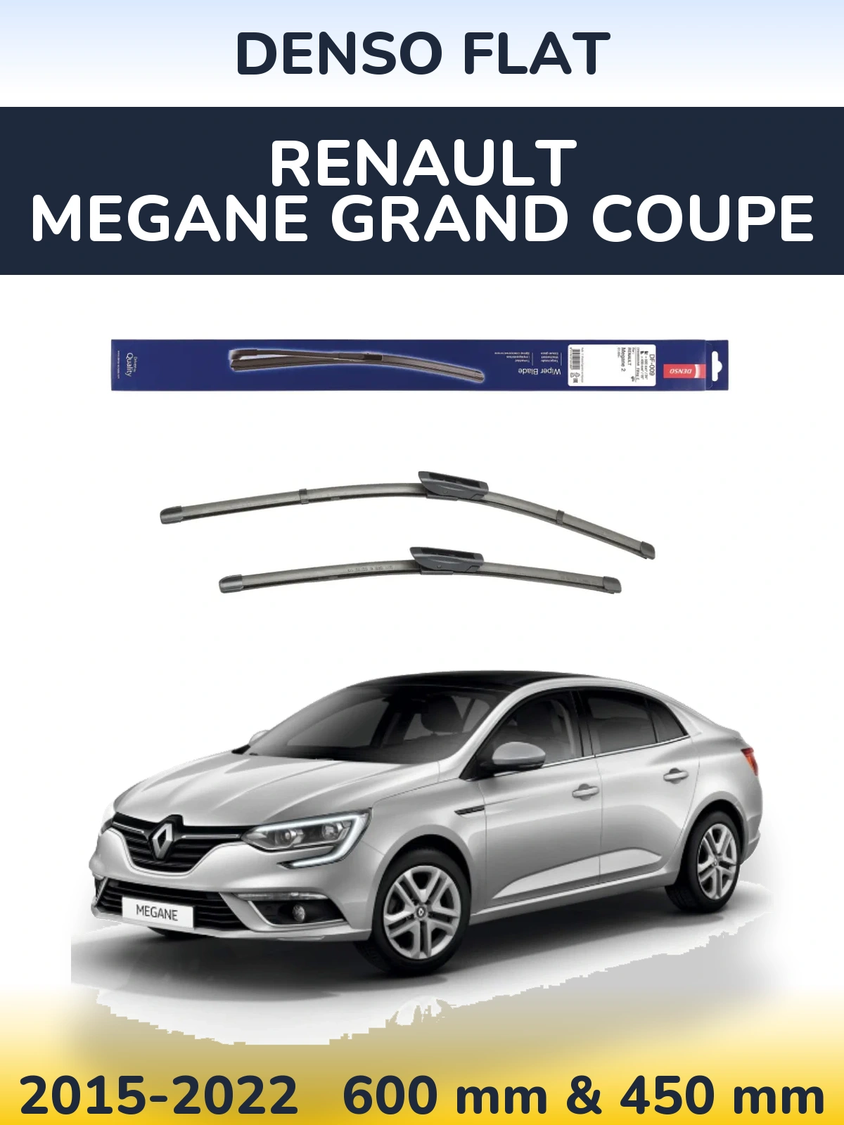 Комплект передних дворников Denso Flat 600 & 450 мм для Renault Megane Grand Coupe 2015-2022