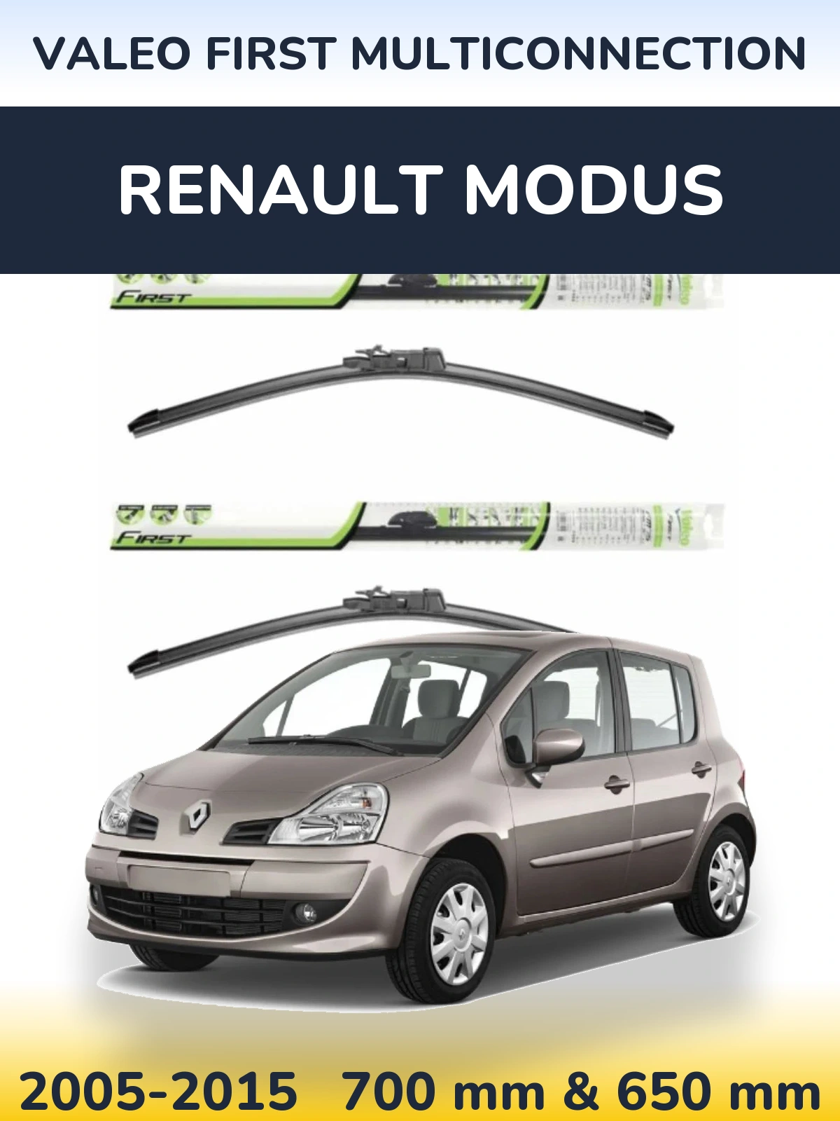 Komplet przednich wycieraczek Valeo First MultiConnection 700 & 650 mm do Renault Modus 2005-2015