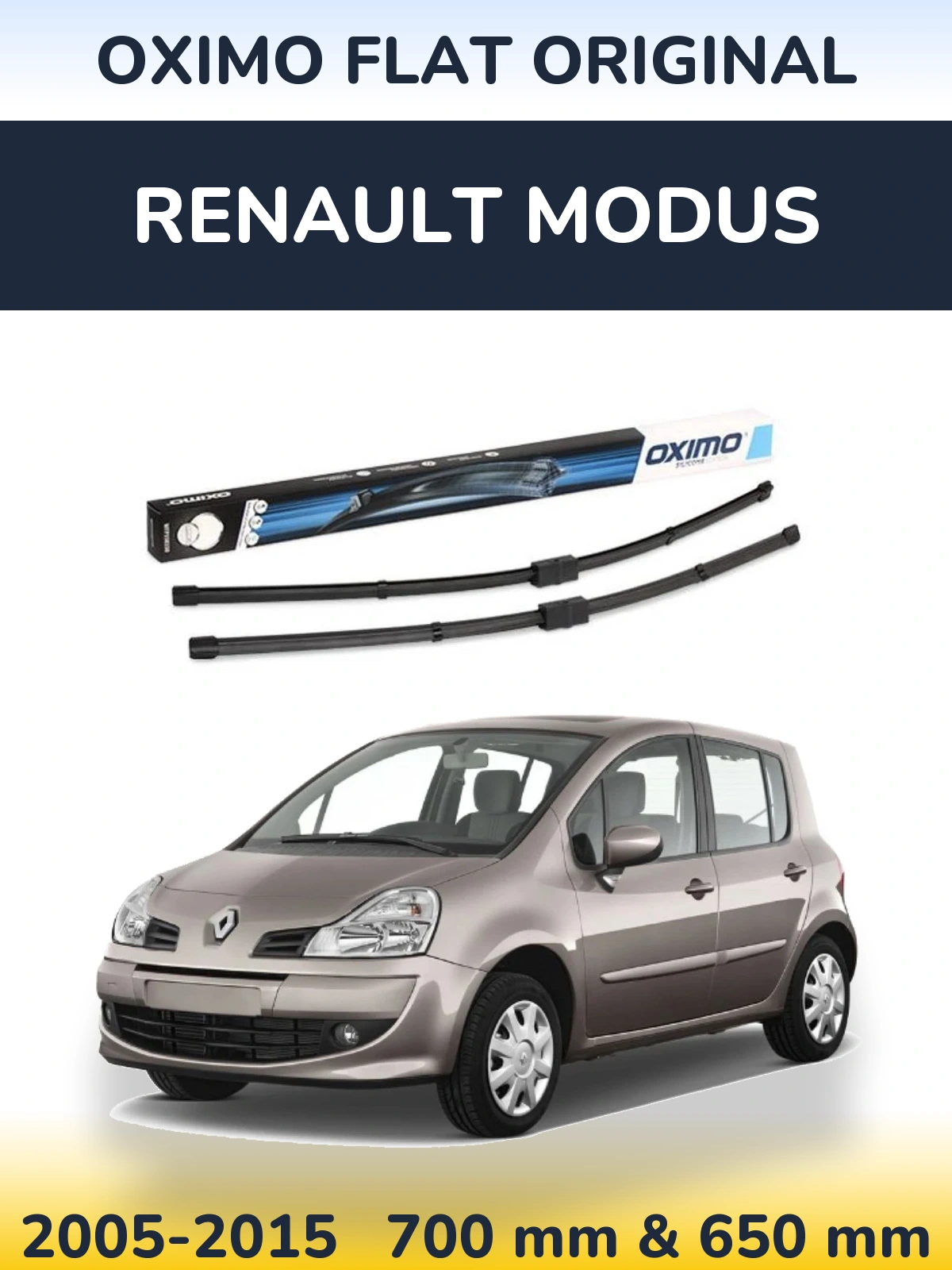 Комплект передних дворников Oximo Flat Original 700 & 650 мм для Renault Modus 2005-2015