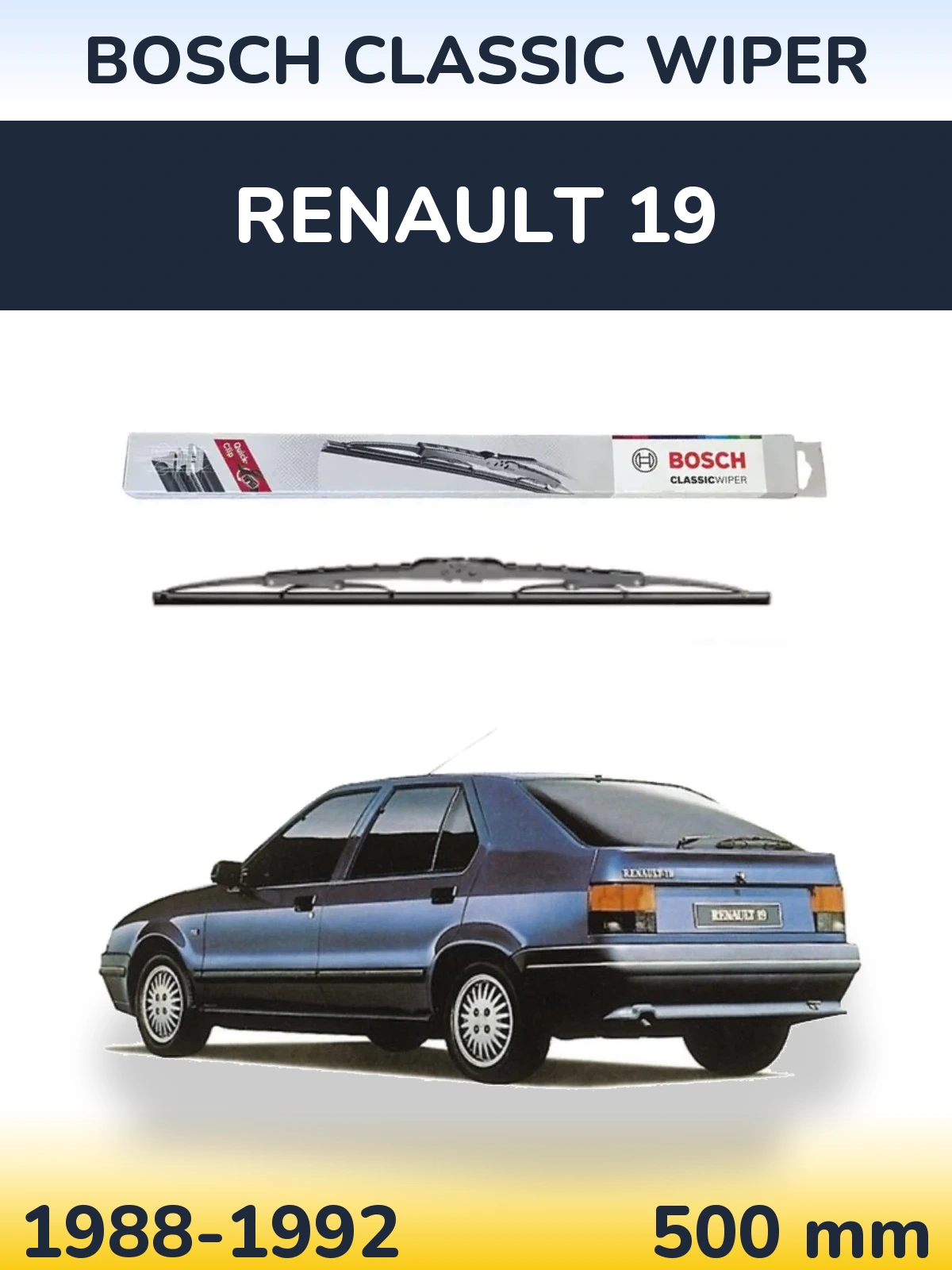 Tylna wycieraczka BOSCH Classic Wiper 500 mm do Renault 19 1988-1992
