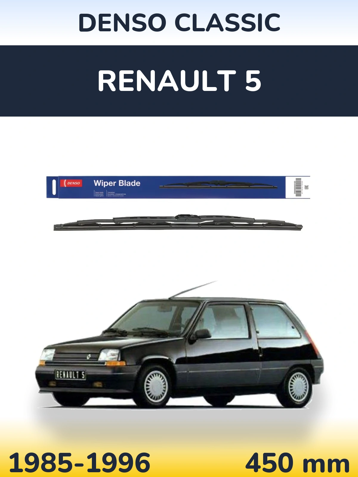 Rear wiper blade Denso Classic 450 mm for Renault 5 1985-1996