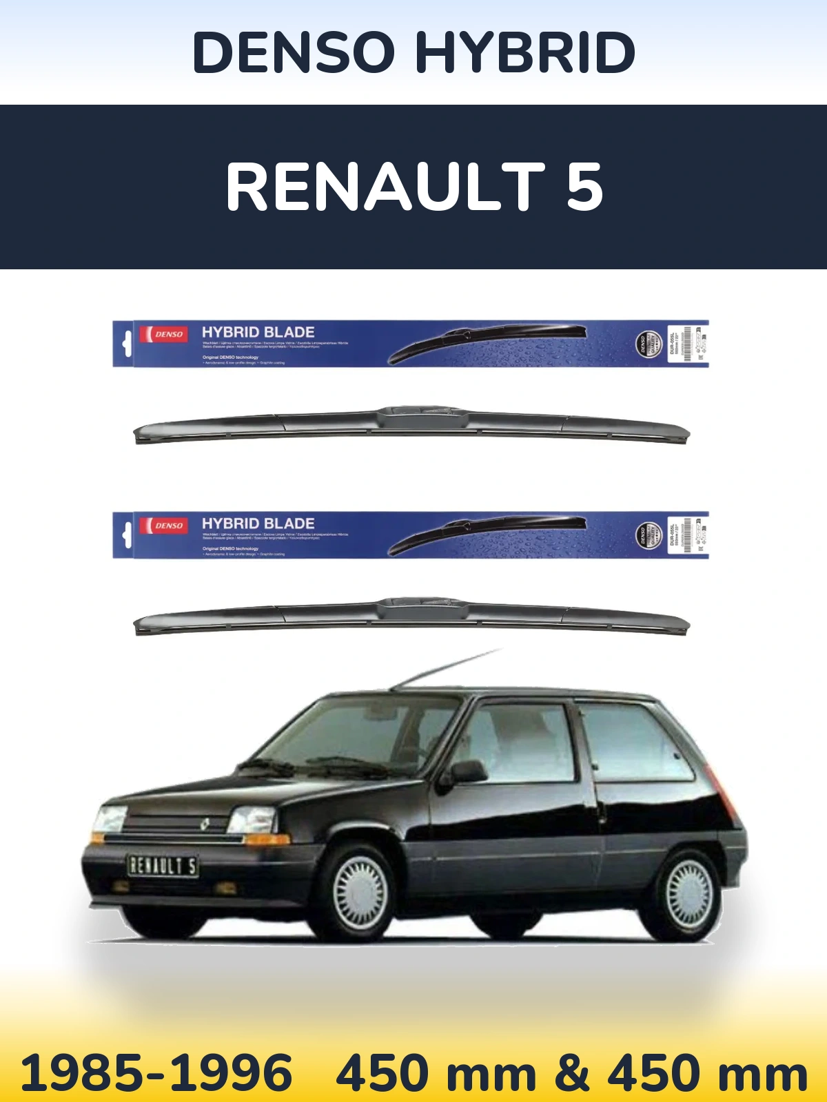 Komplet przednich wycieraczek Denso Hybrid 450 & 450 mm do Renault 5 1985-1996