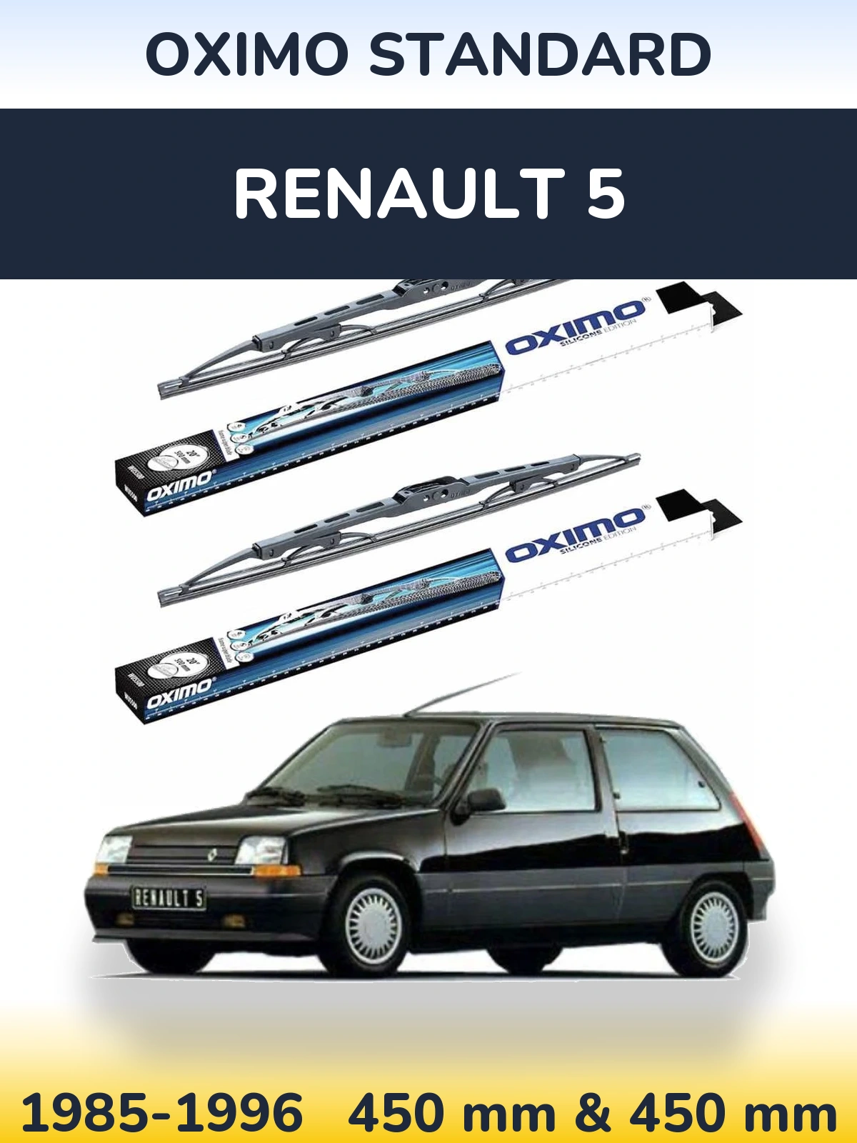 Комплект передних дворников Oximo Standard 450 & 450 мм для Renault 5 1985-1996