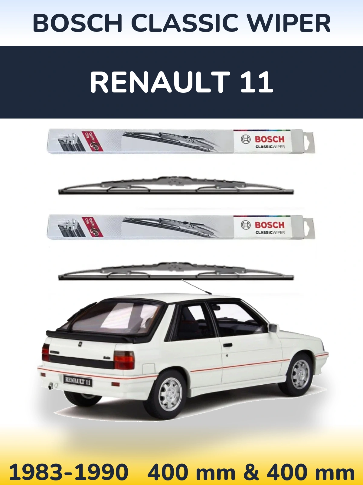 Komplet przednich wycieraczek BOSCH Classic Wiper 400 & 400 mm do Renault 11 1983-1990