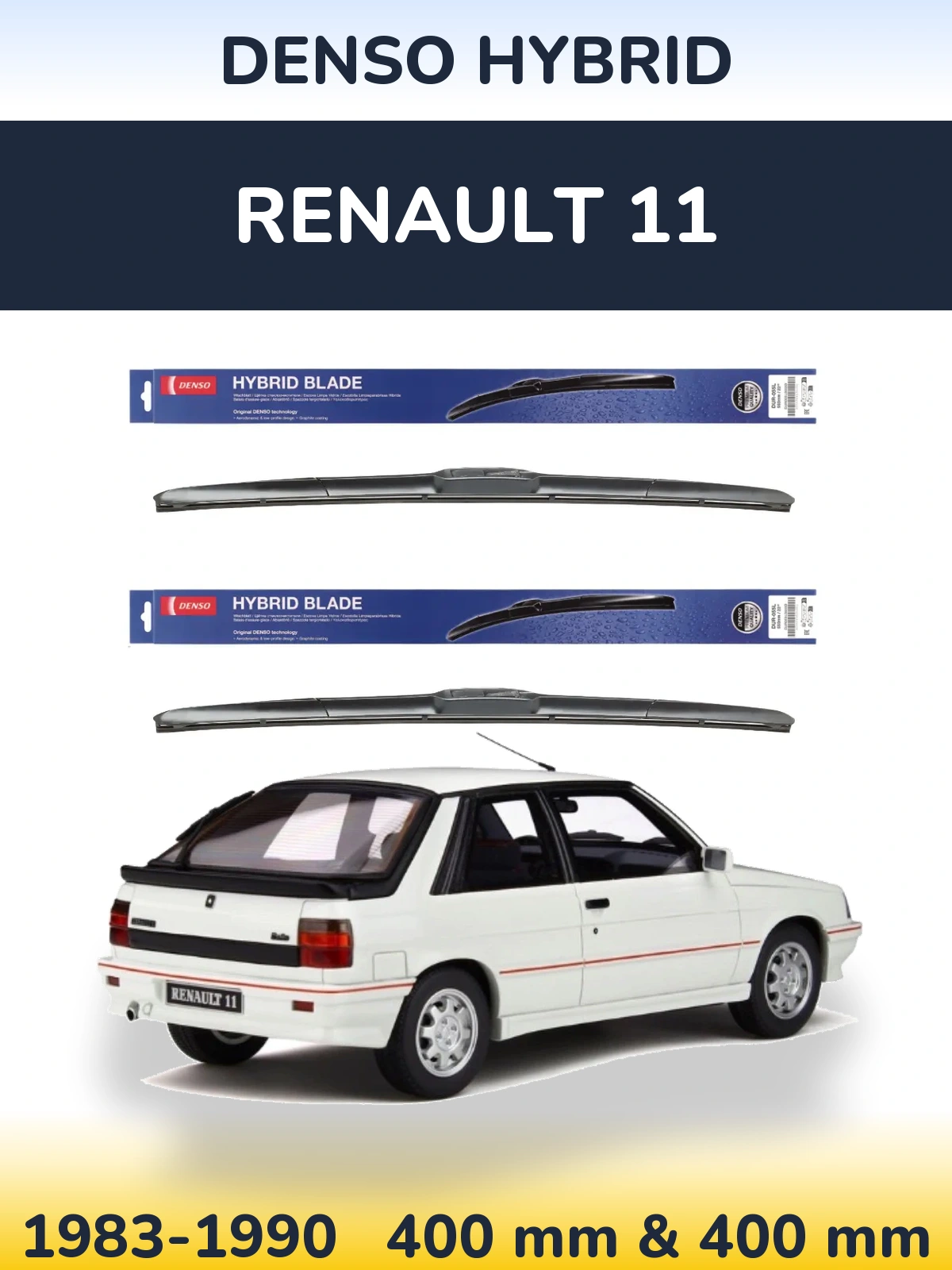 Komplet przednich wycieraczek Denso Hybrid 400 & 400 mm do Renault 11 1983-1990