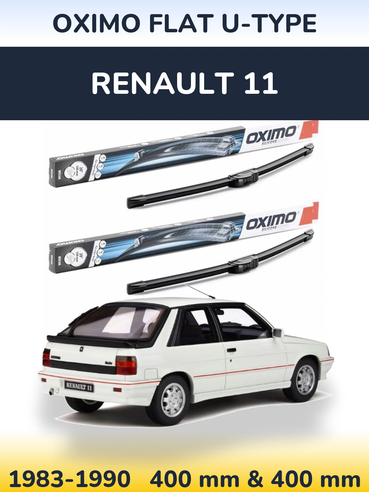 Komplet przednich wycieraczek Oximo Flat U-type 400 & 400 mm do Renault 11 1983-1990